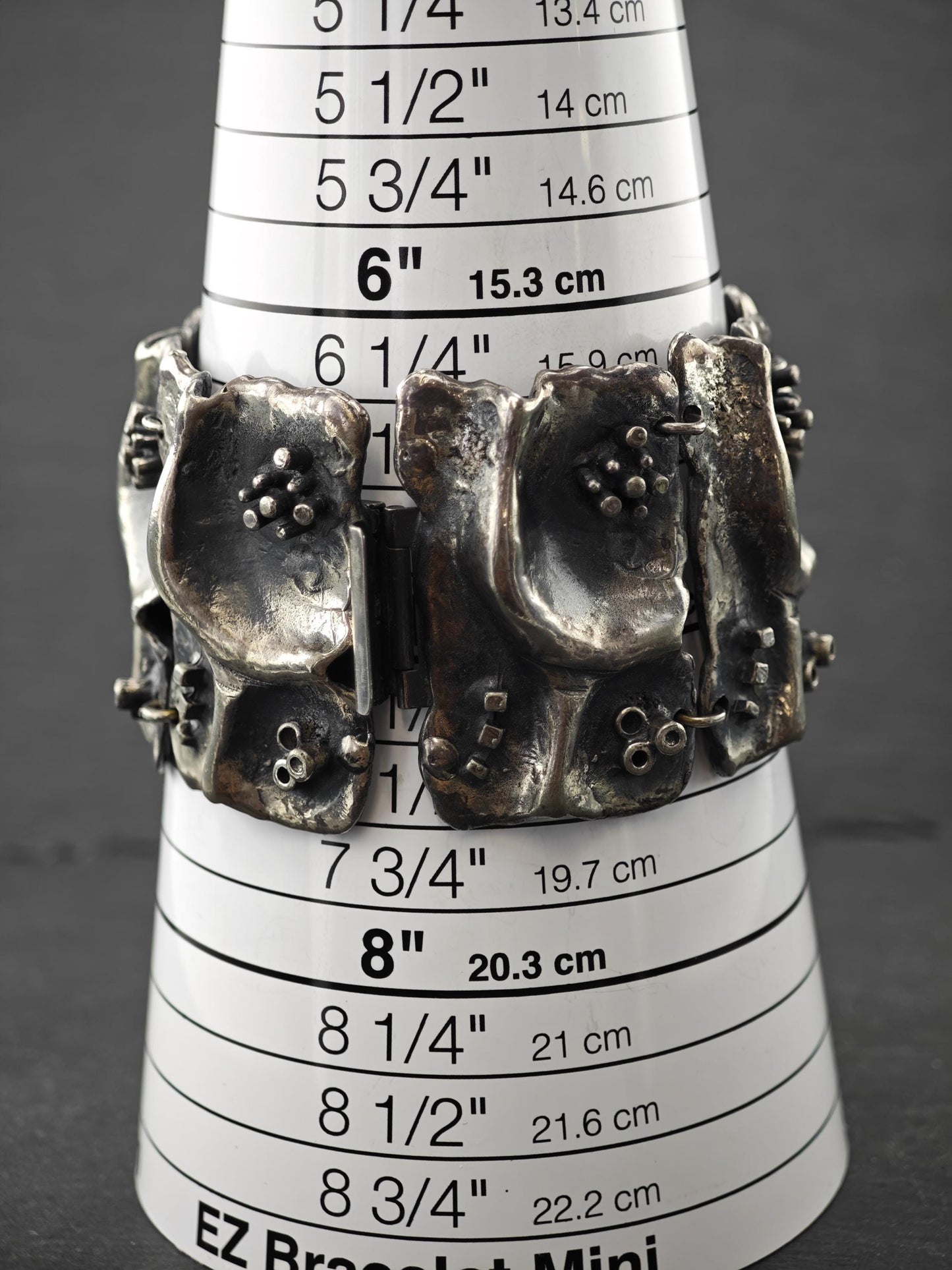 Signed, Brutalist non precious metal, Wide Panel Link Bracelet