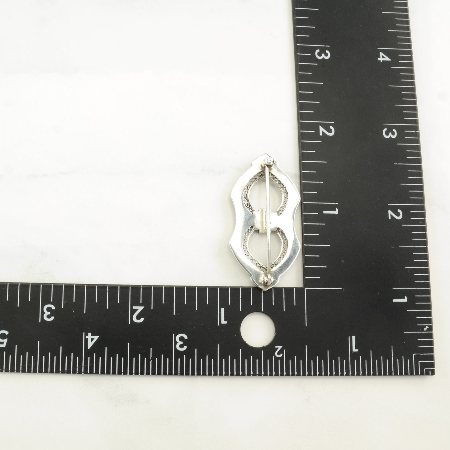 Art Deco Style Sterling Silver Brooch Marcasite B1747