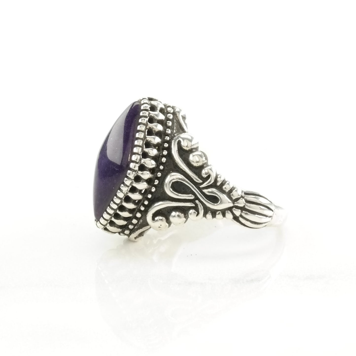 Vintage Carolyn Pollack Silver Ring Charoite Scroll Sterling Purple Size 8 1/4
