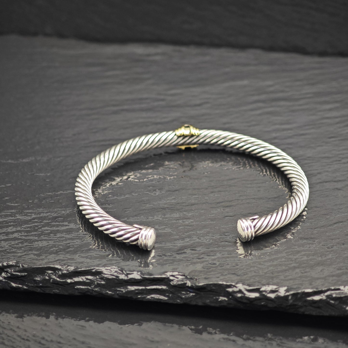 Choice of David Yurman 5mm Diamond, 18K Gold Accent Cuff Bracelet Sterling Silver