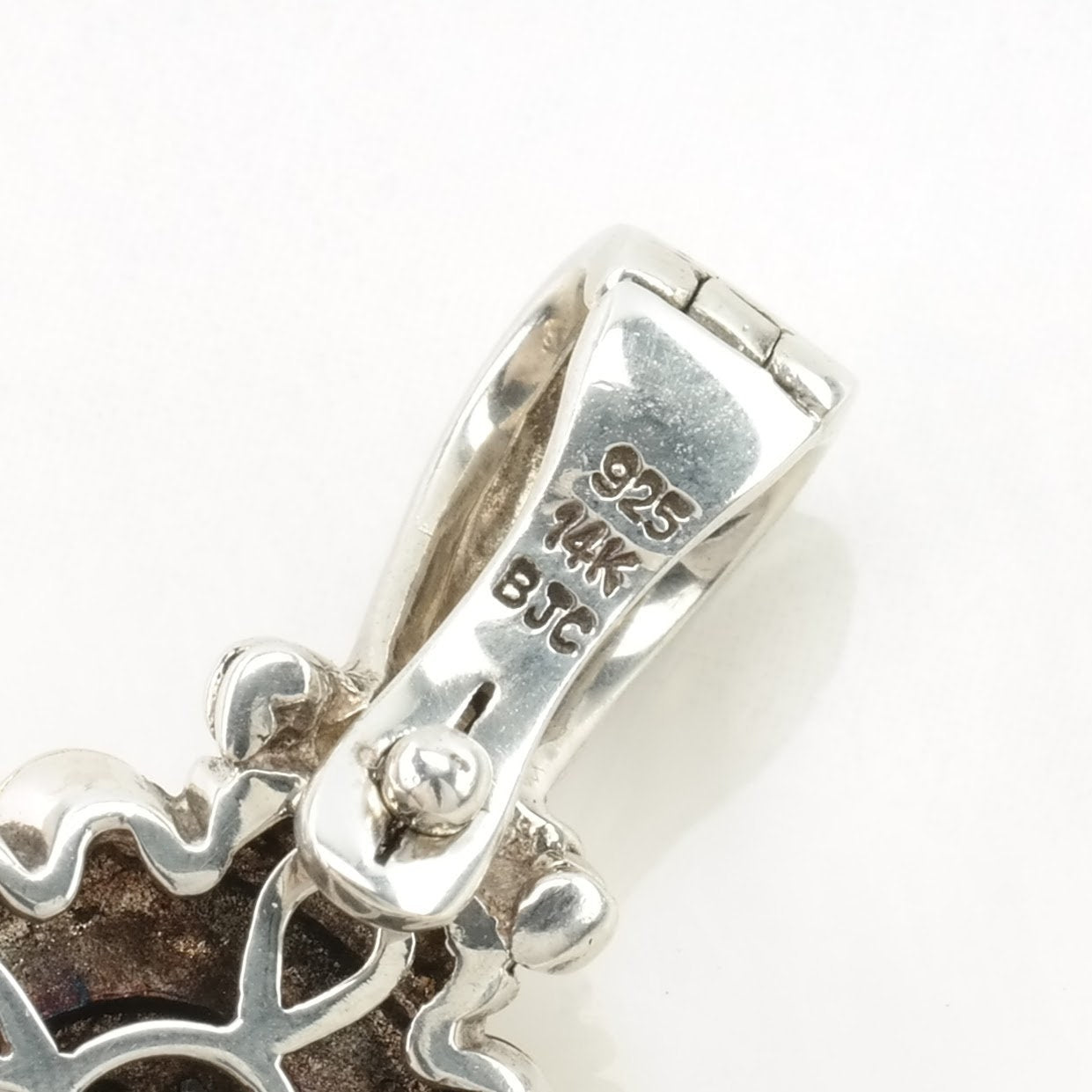 Vintage Samuel Benham Diamond Cluster, 14k Gold Sterling Silver Pendant