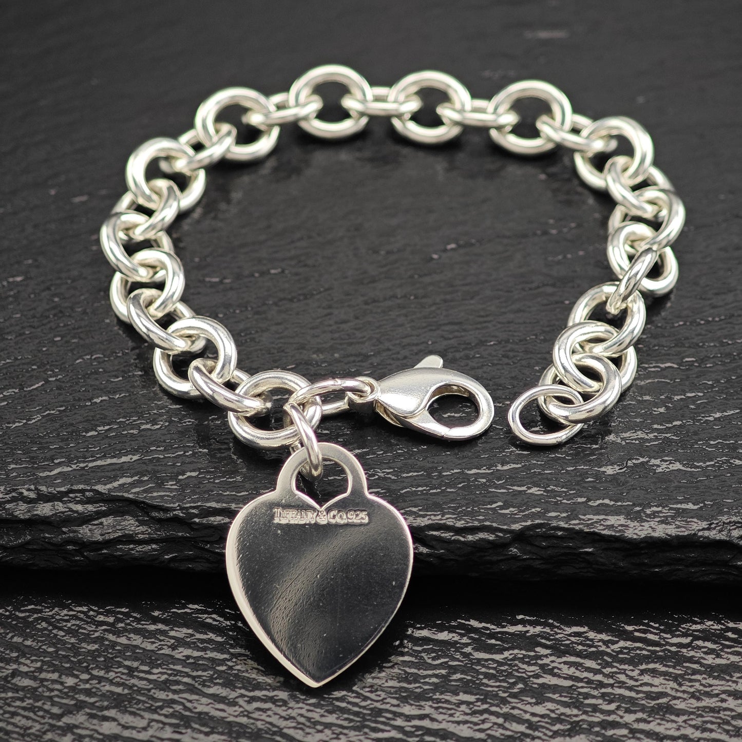 Tiffany Heart Tag Curb Bracelet Sterling Silver 7 1/2"