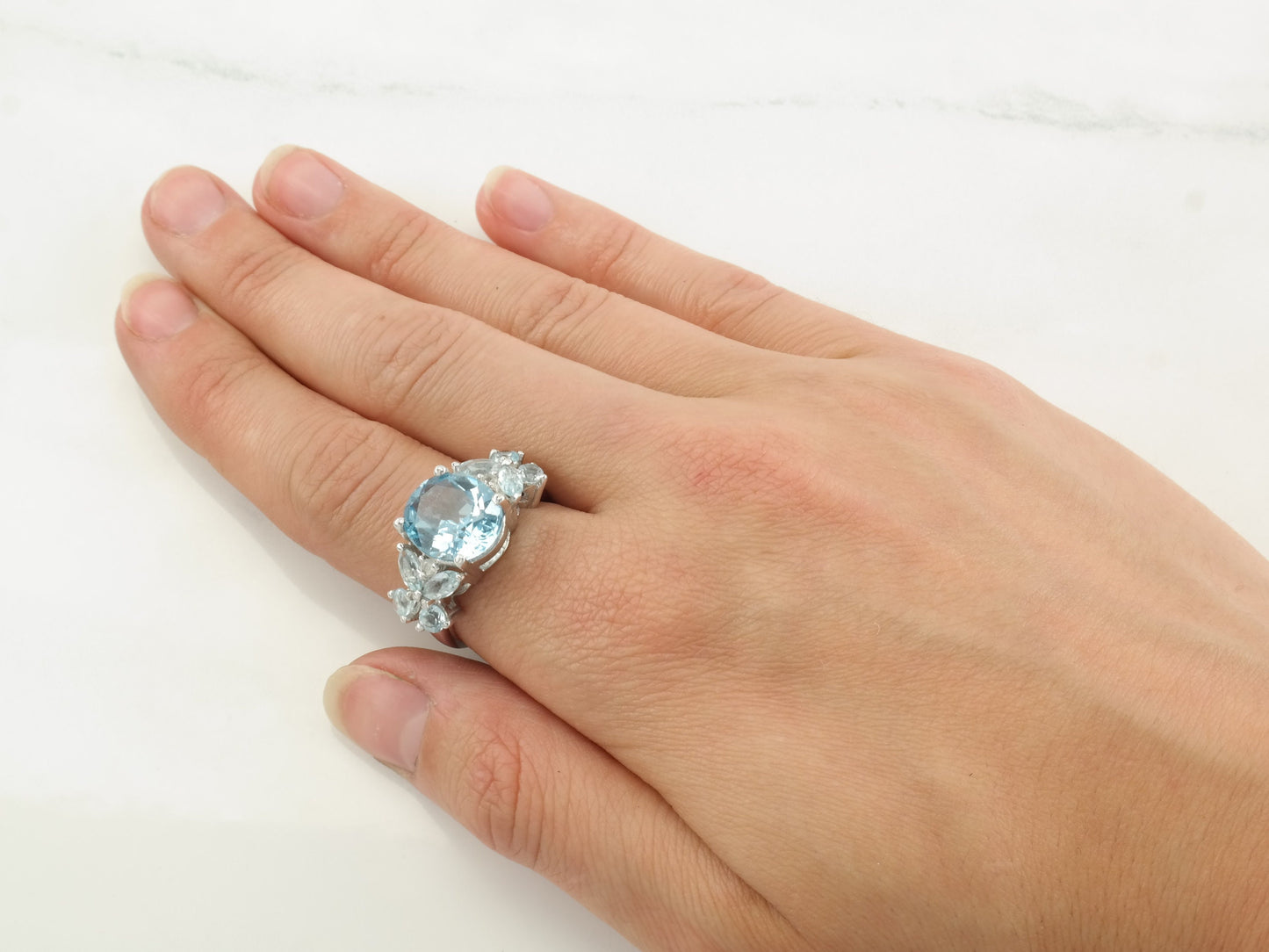 Vintage Sterling Silver Ring Topaz Butterfly Size 6 3/4