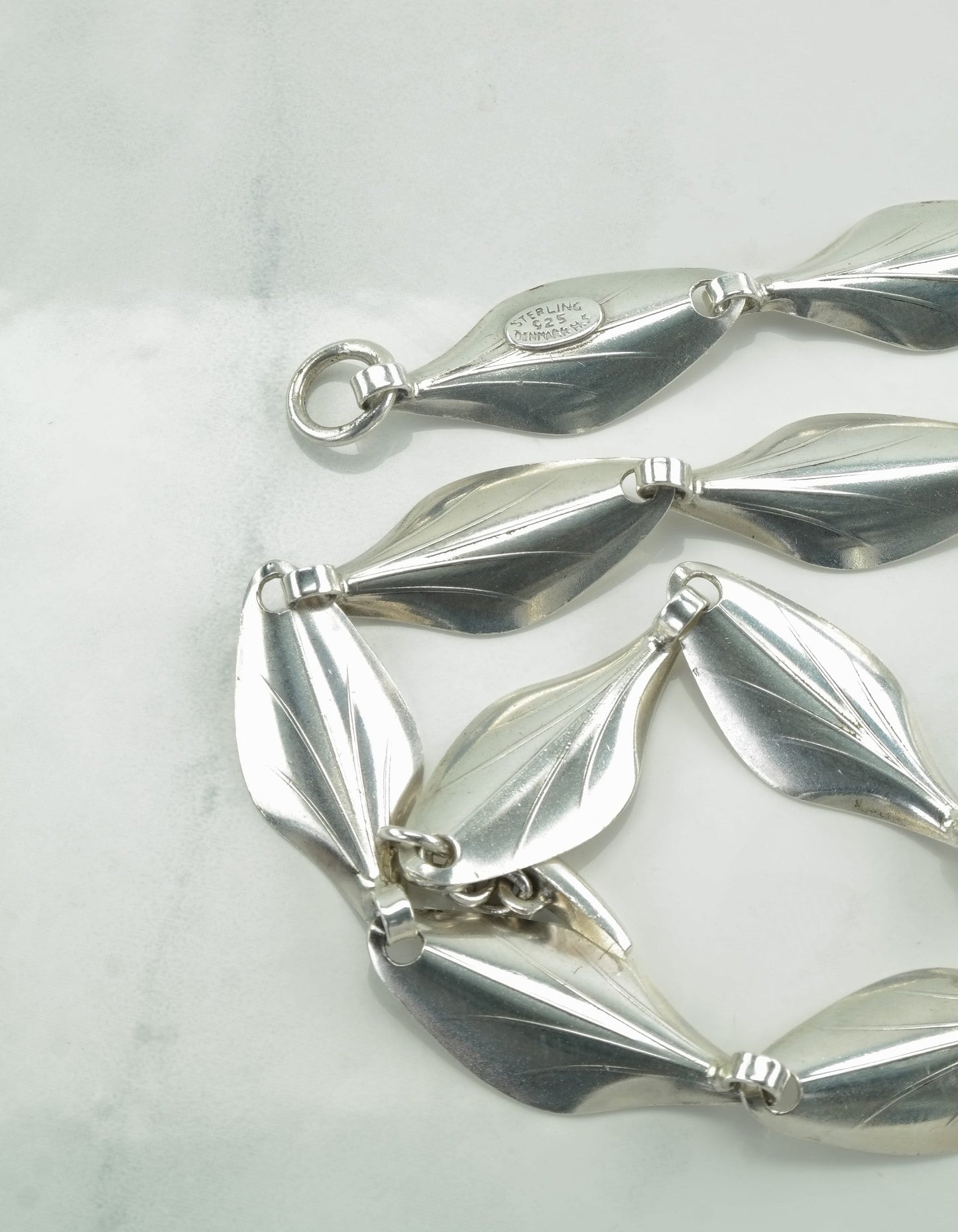 Danish Sterling Silver Bracelet Necklace Set Bracelet Abstract Leaf