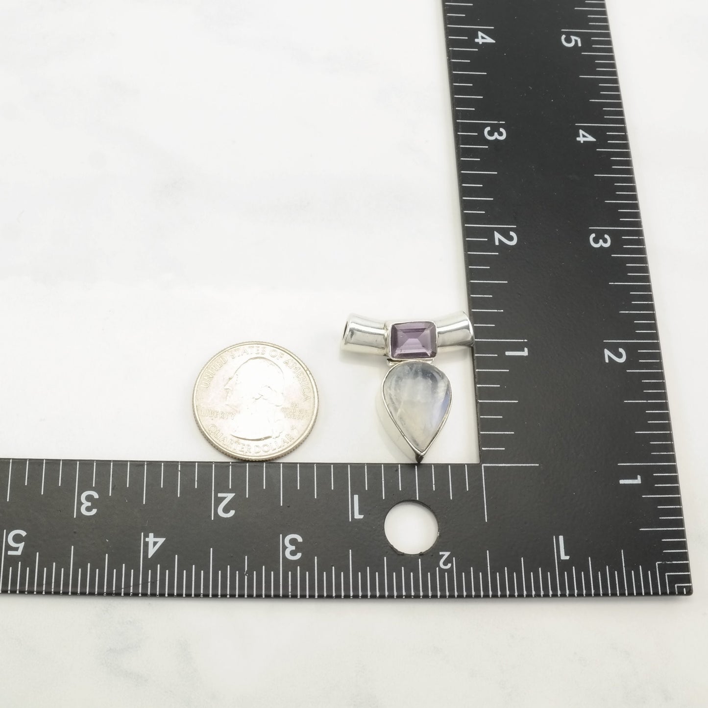 Vintage Moonstone, Amethyst Sterling Silver Pendant