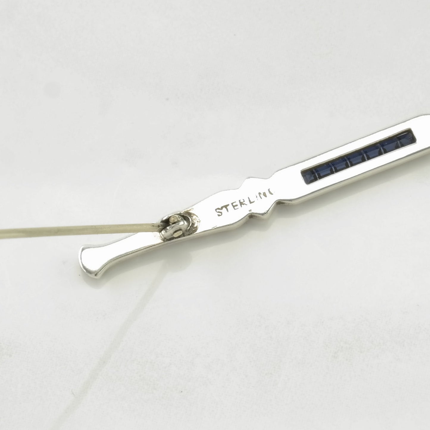 Art Deco Brooch Sterling Silver Blue Paste B1893