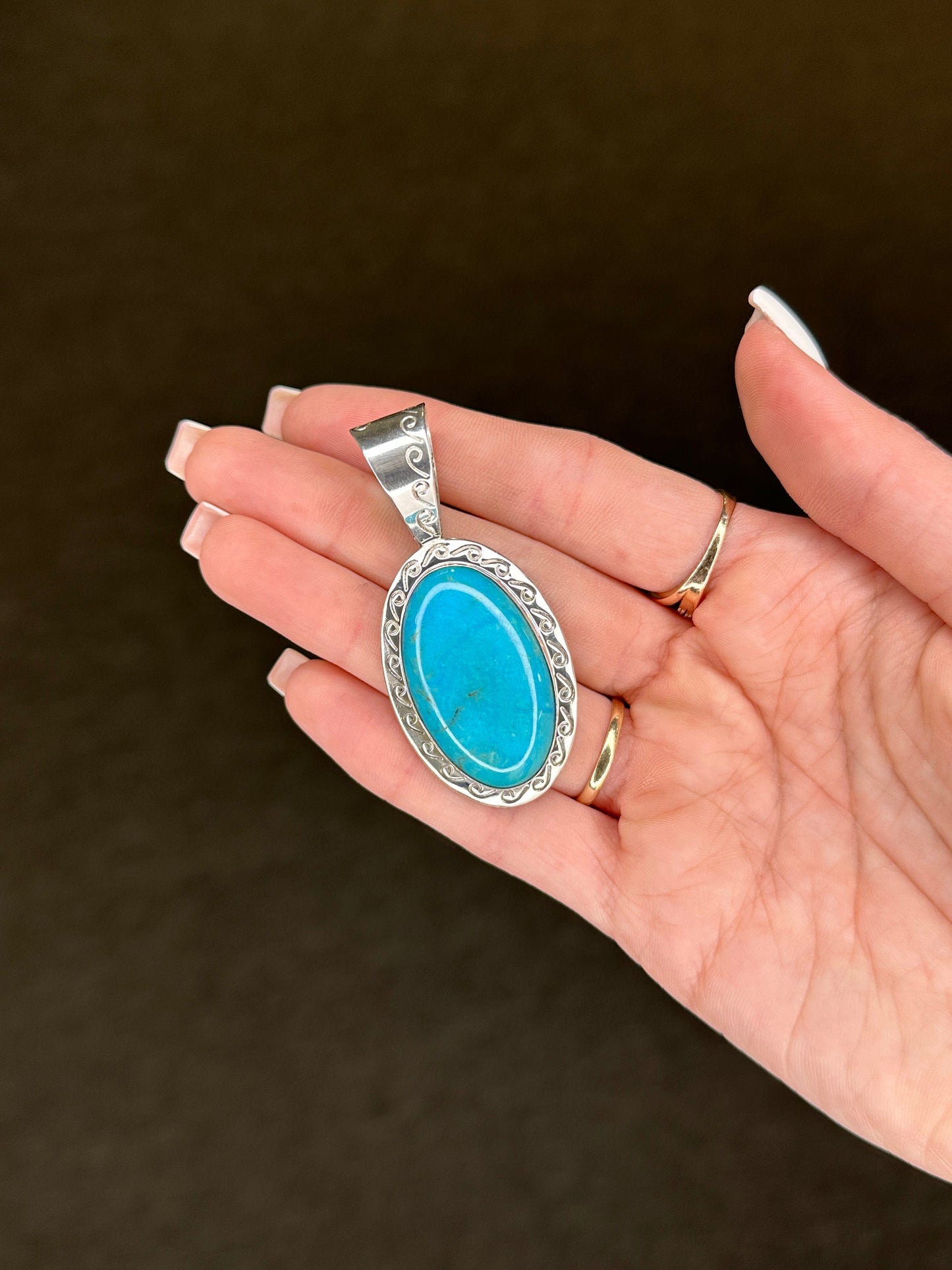 Vintage DTR Turquoise Sterling Silver Pendant