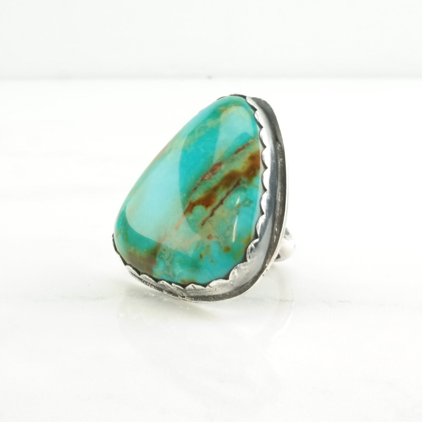 Vintage Southwest Silver Ring Turquoise Large Sterling Blue Size 5 1/2