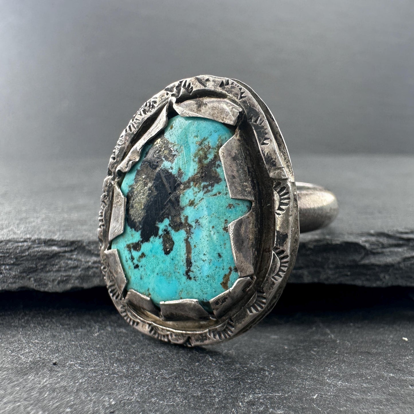 Turquoise Sterling Silver Ring Blue Size 12