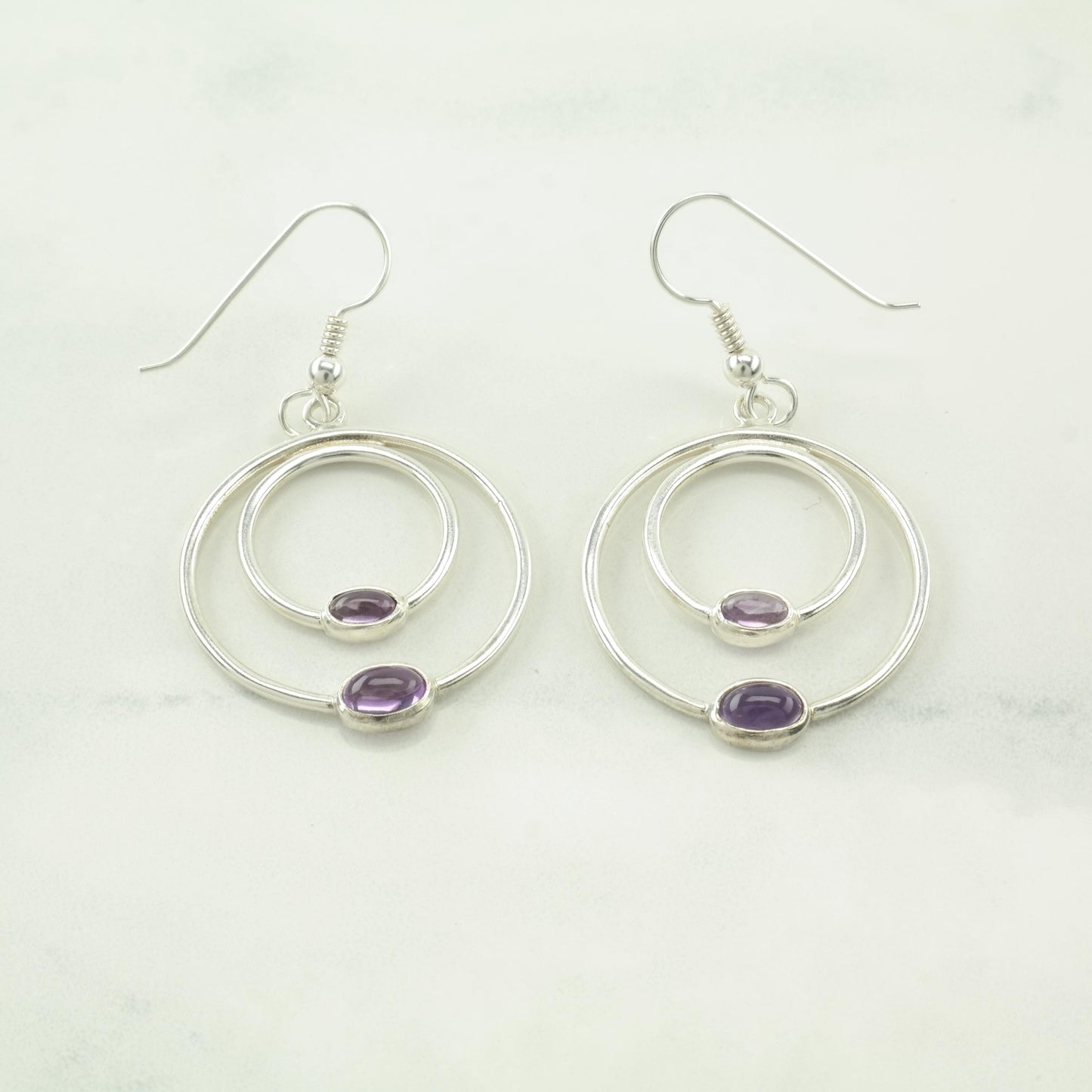 Choice of Vintage Pandora Purple Amethyst, Modernist Sterling Silver Fish Hook Earrings