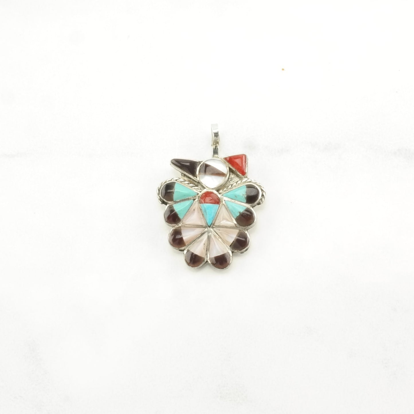 Choice of Vintage Turquoise, MOP Inlay Sterling Silver Pendant