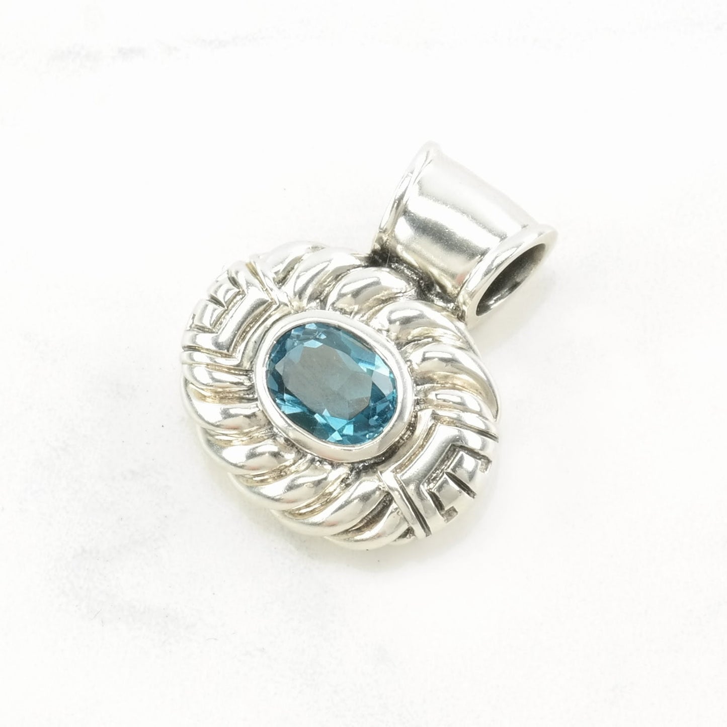 Vintage CNA Topaz Rope Sterling Silver Pendant