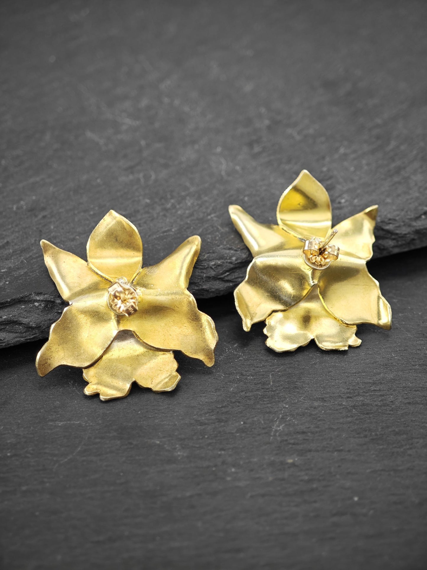 Vintage Enamel, Floral Stud Earrings Sterling Silver