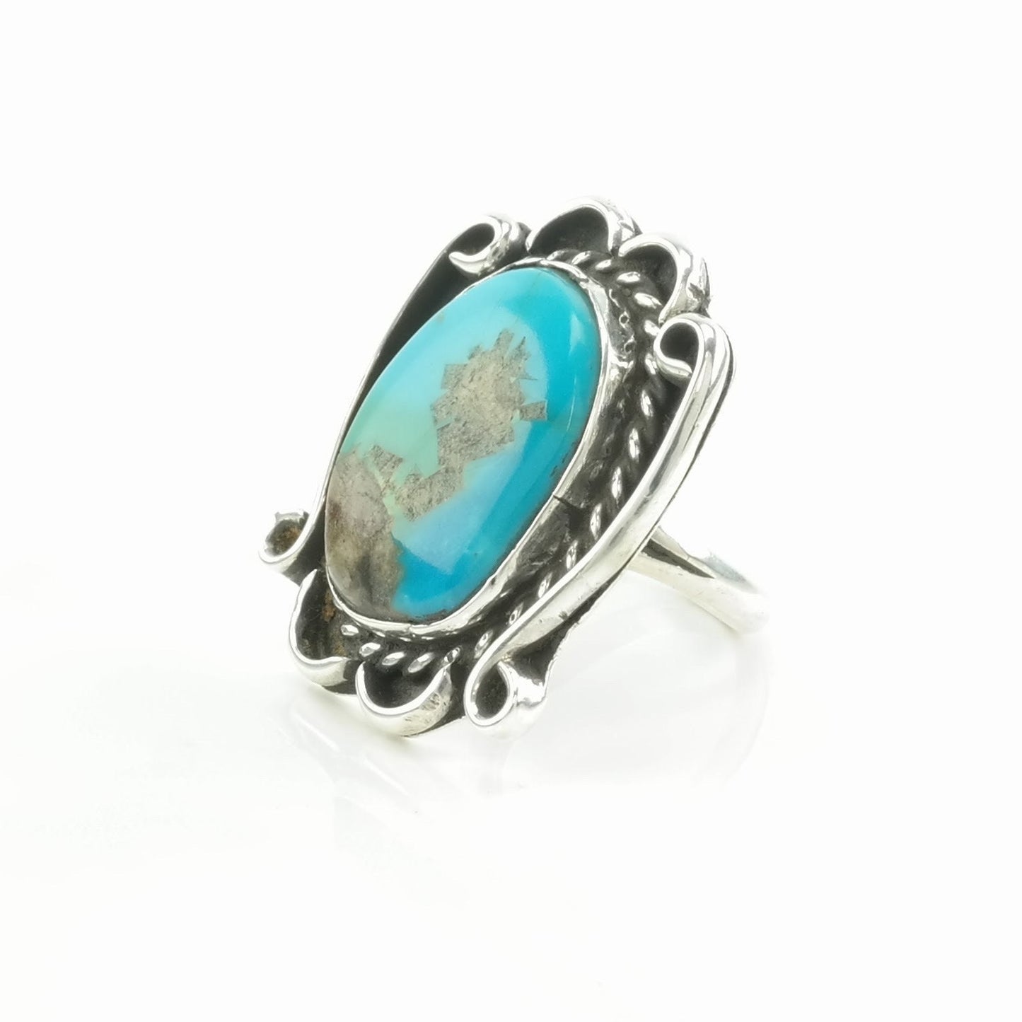 Vintage Sterling Silver Ring Turquoise Blue Size 6 1/4