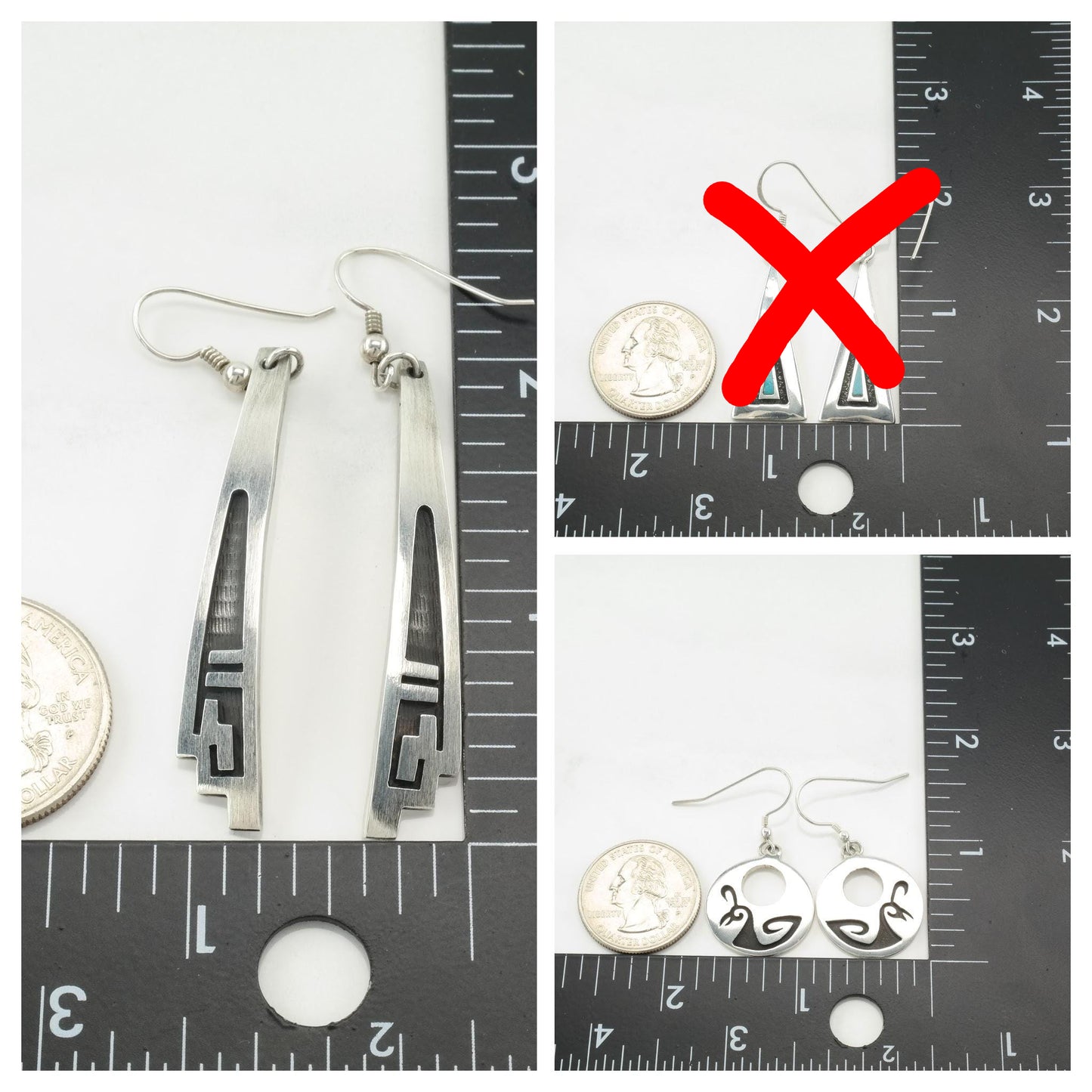 Choice of Vintage Native American Turquoise, Overlay Sterling Silver Fish hook Earrings ER2821