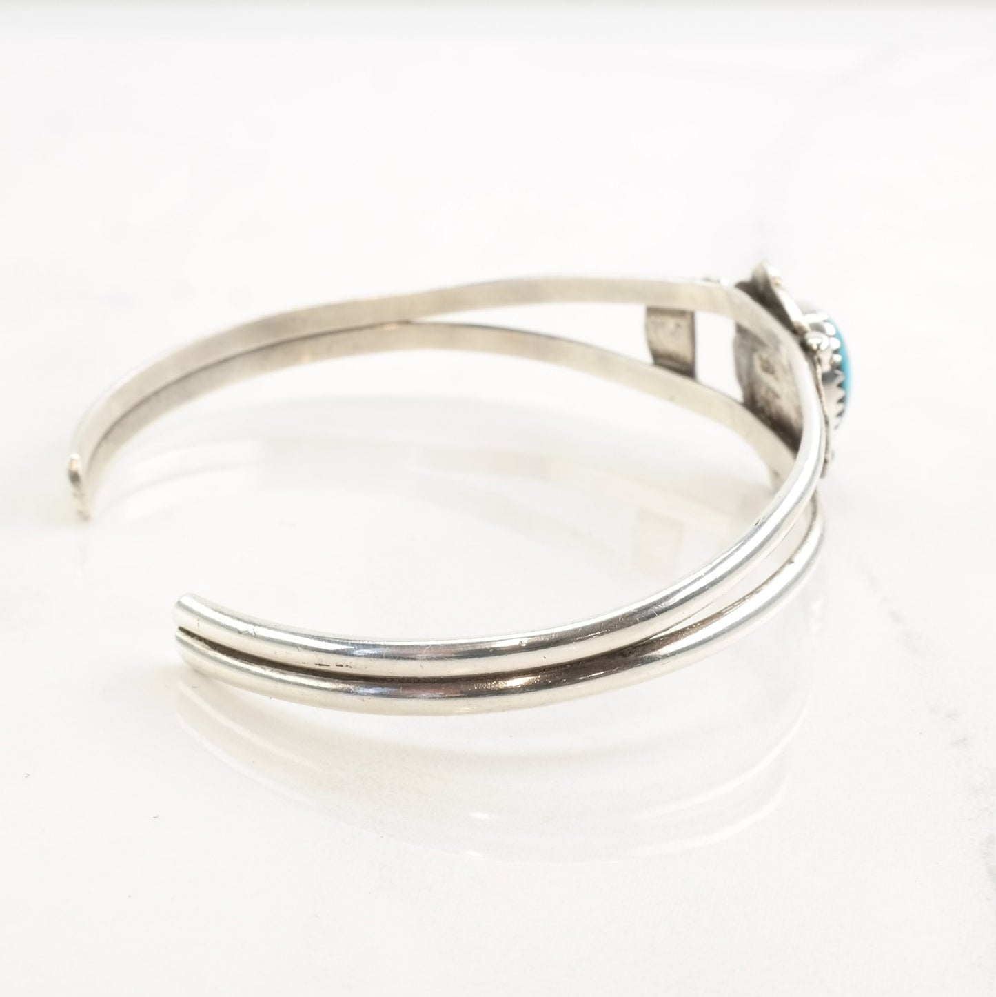 Native American Sterling Silver Cuff Bracelet Turquoise Oval