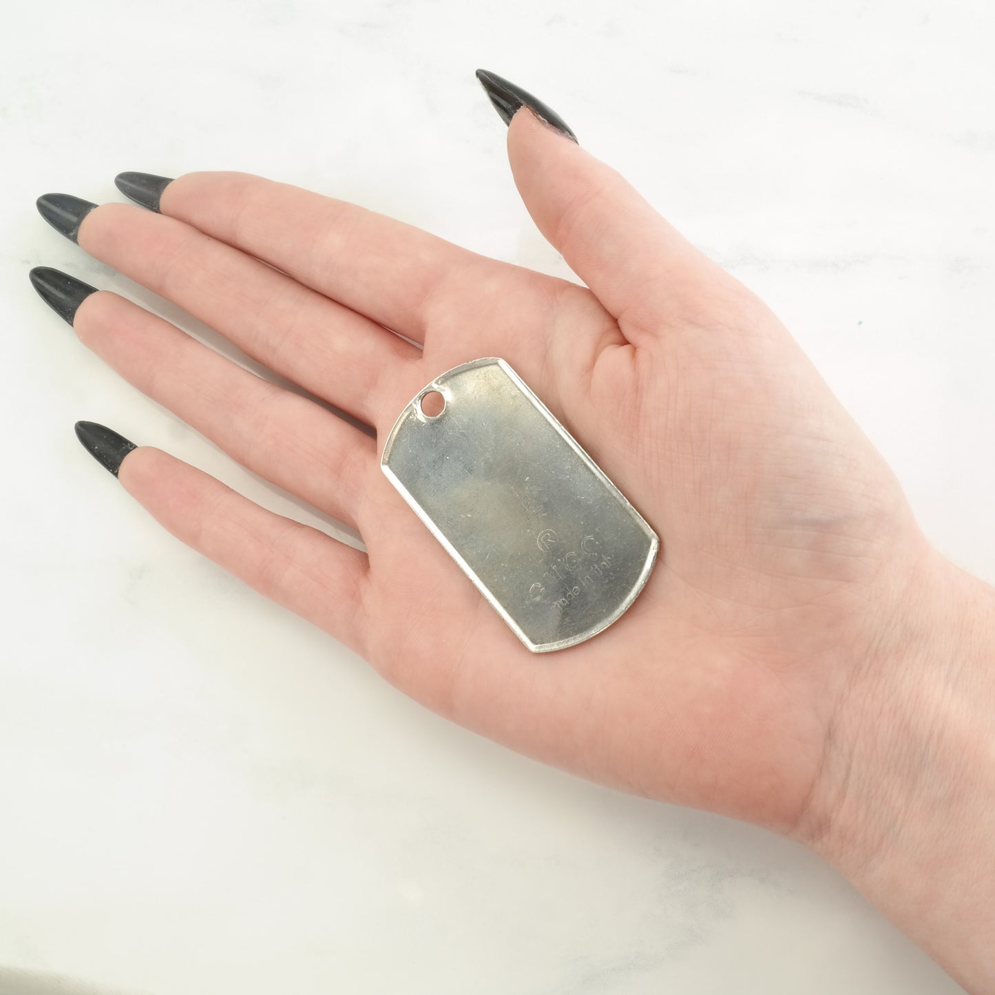 Vintage Gucci Dog Tag Sterling Silver Pendant