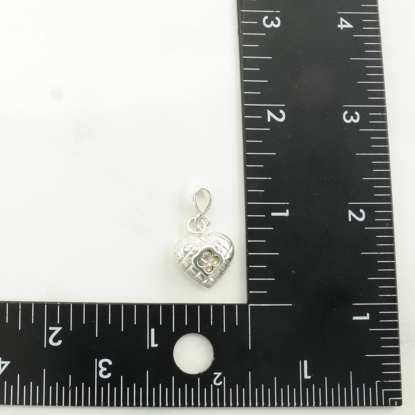 Vintage Heart Clover Sterling Silver Pendant