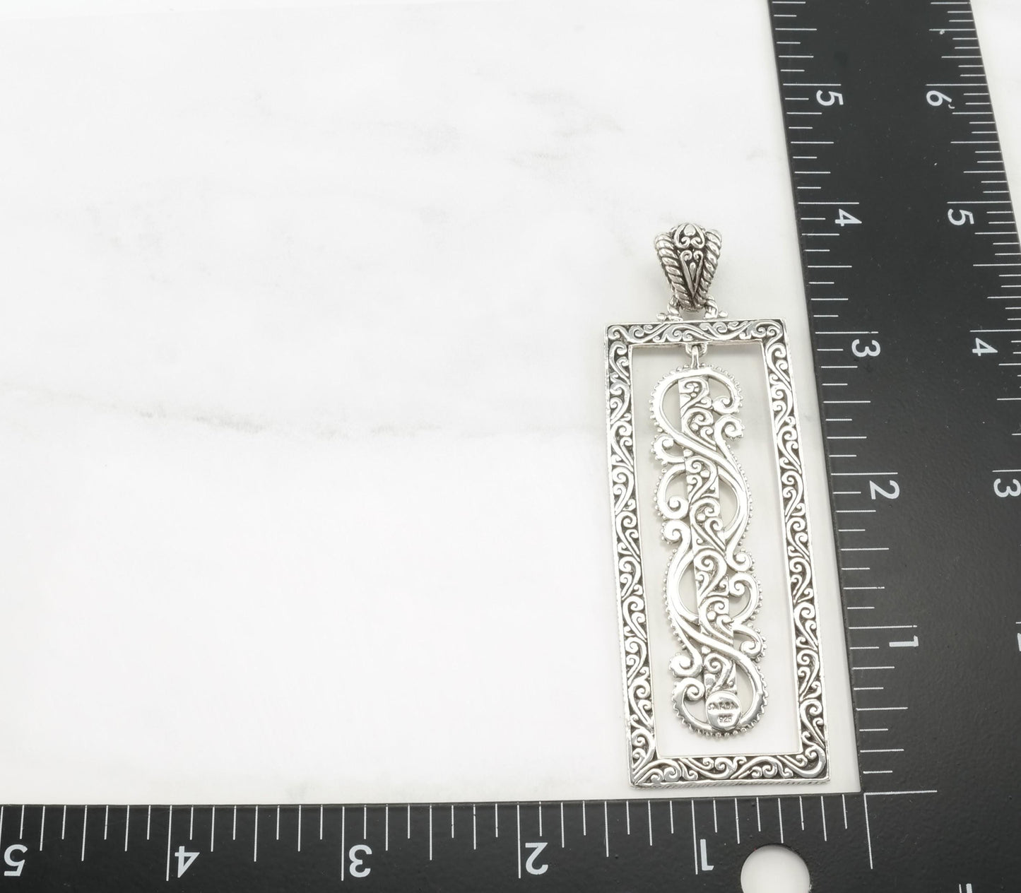 Vintage Sarda Scroll Hanging Middle Sterling Silver Pendant