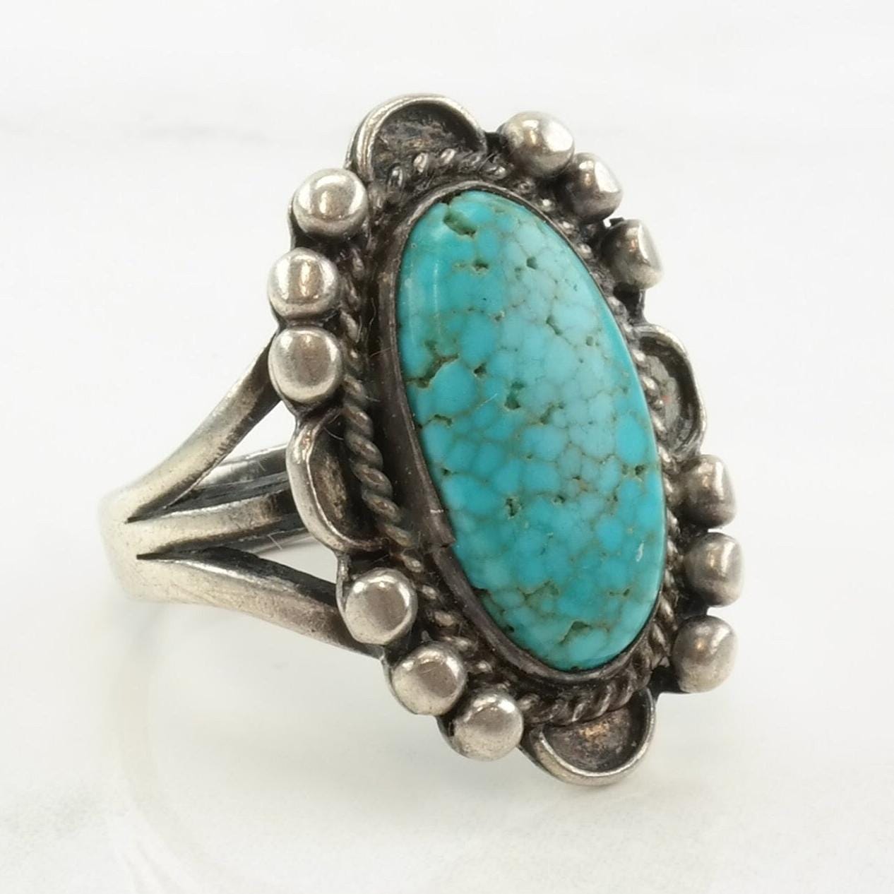 Vintage Fred Harvey Era Silver Ring Turquoise Sterling Size 6