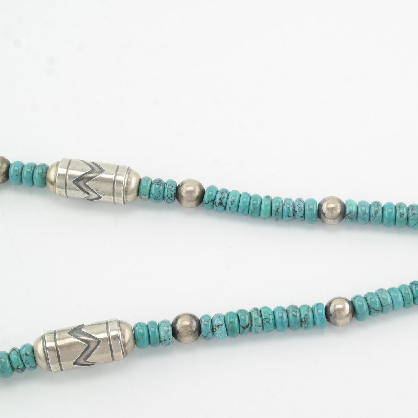 Vintage Running Bear Sterling Silver Blue Turquoise Bead, Overlay Necklace