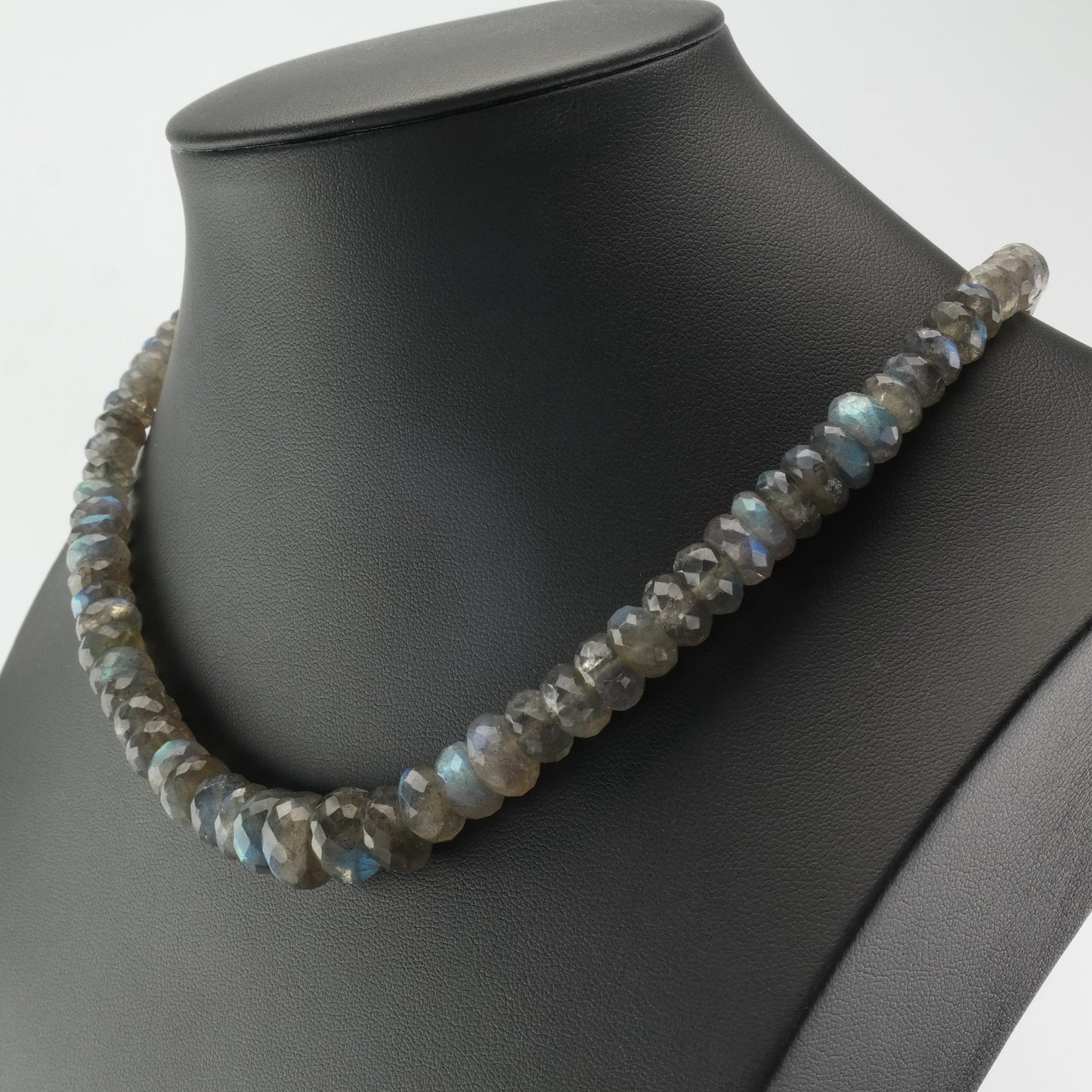Vintage DTR Sterling Silver Iridescent Labradorite Faceted Necklace