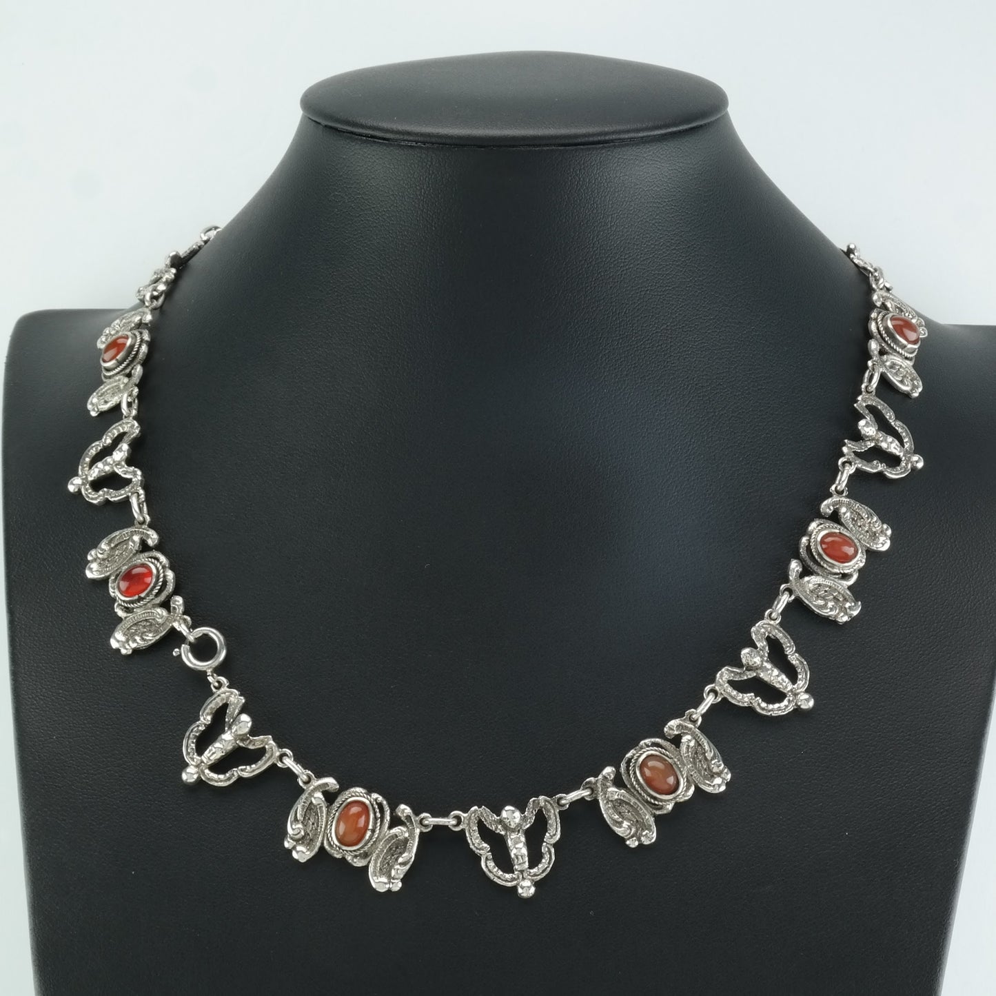 Peruzzi Angel Necklace Sterling Silver Orange/Red Carnelian