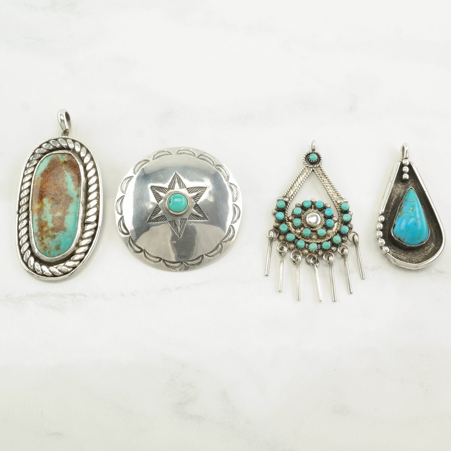 Vintage Native American Turquoise Sterling Silver Pendant