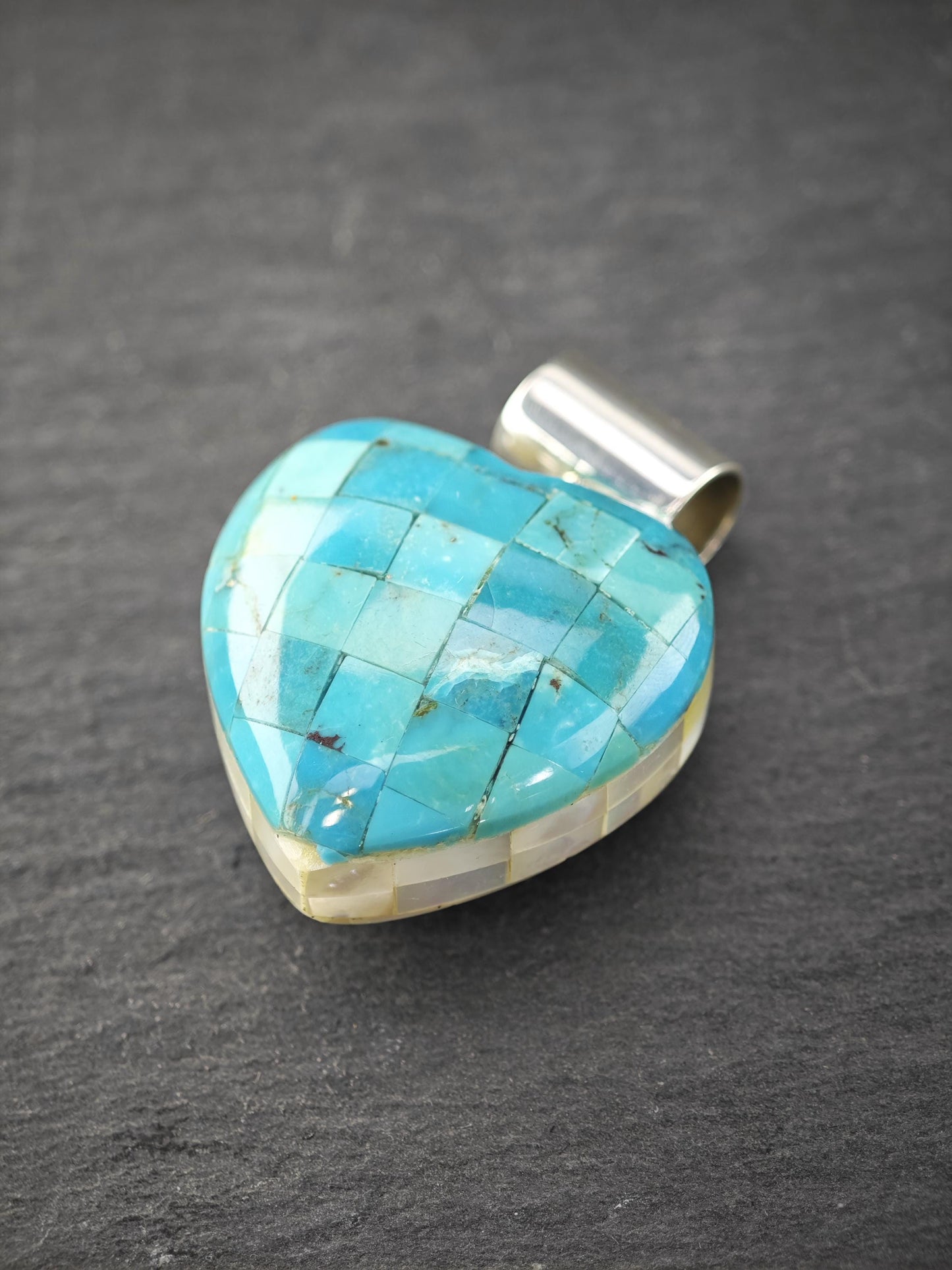 DTR Reversible Heart Pendant, Inlay Sterling Silver