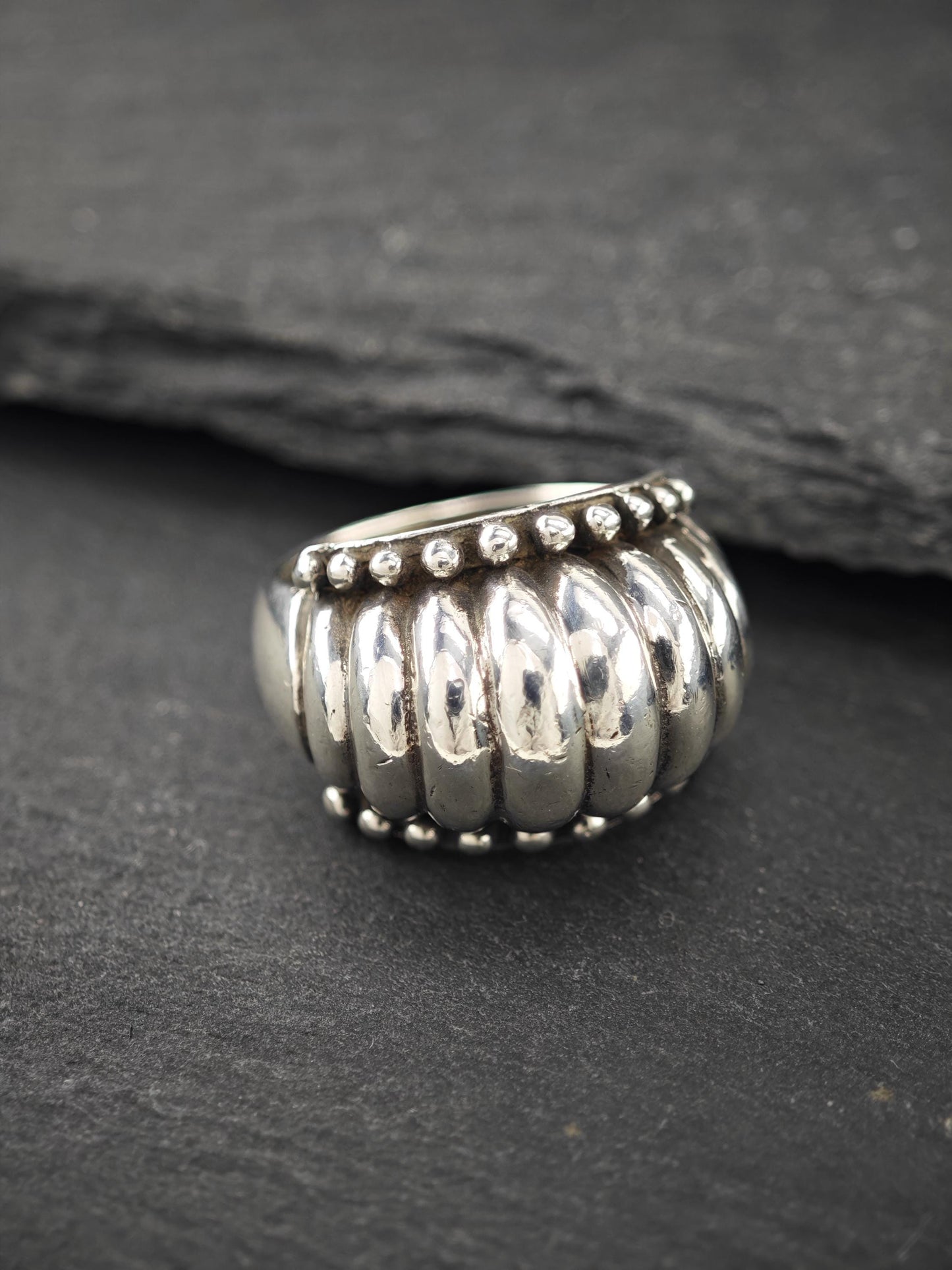 Vintage Scalloped Ring Sterling Silver