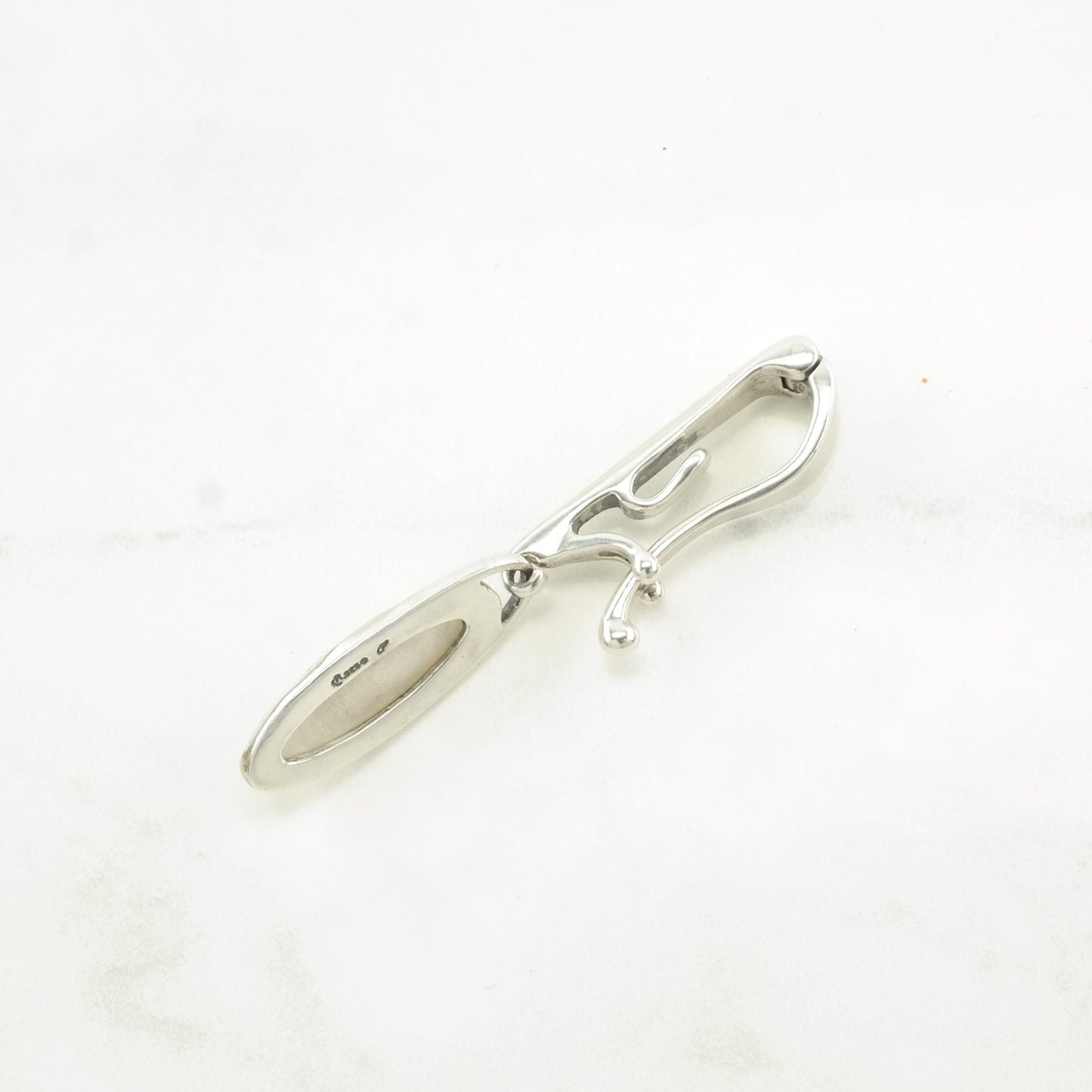 Vintage MOP Hinged Bail Sterling Silver Pendant