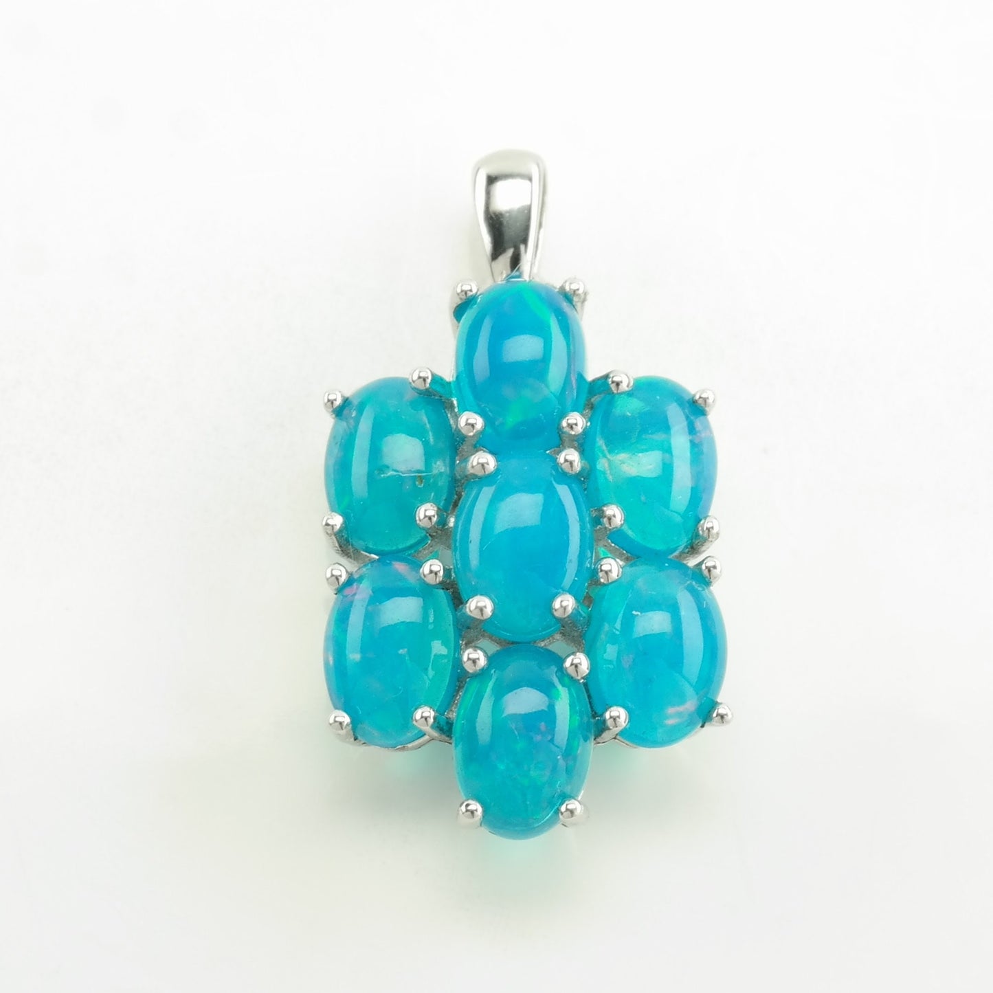 Vintage Blue Lab Opal Cluster Sterling Silver Pendant