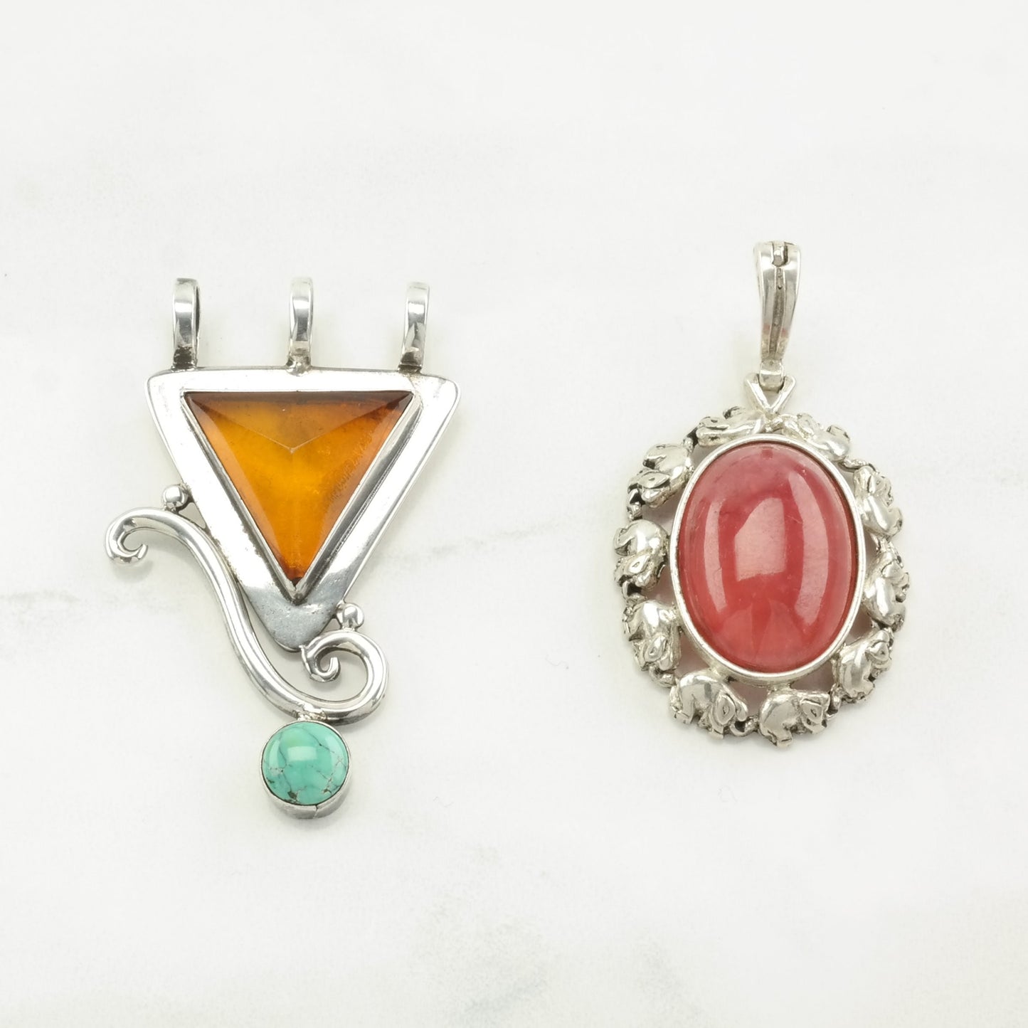 Vintage Choice Of Multi Gems Sterling Silver Pendant
