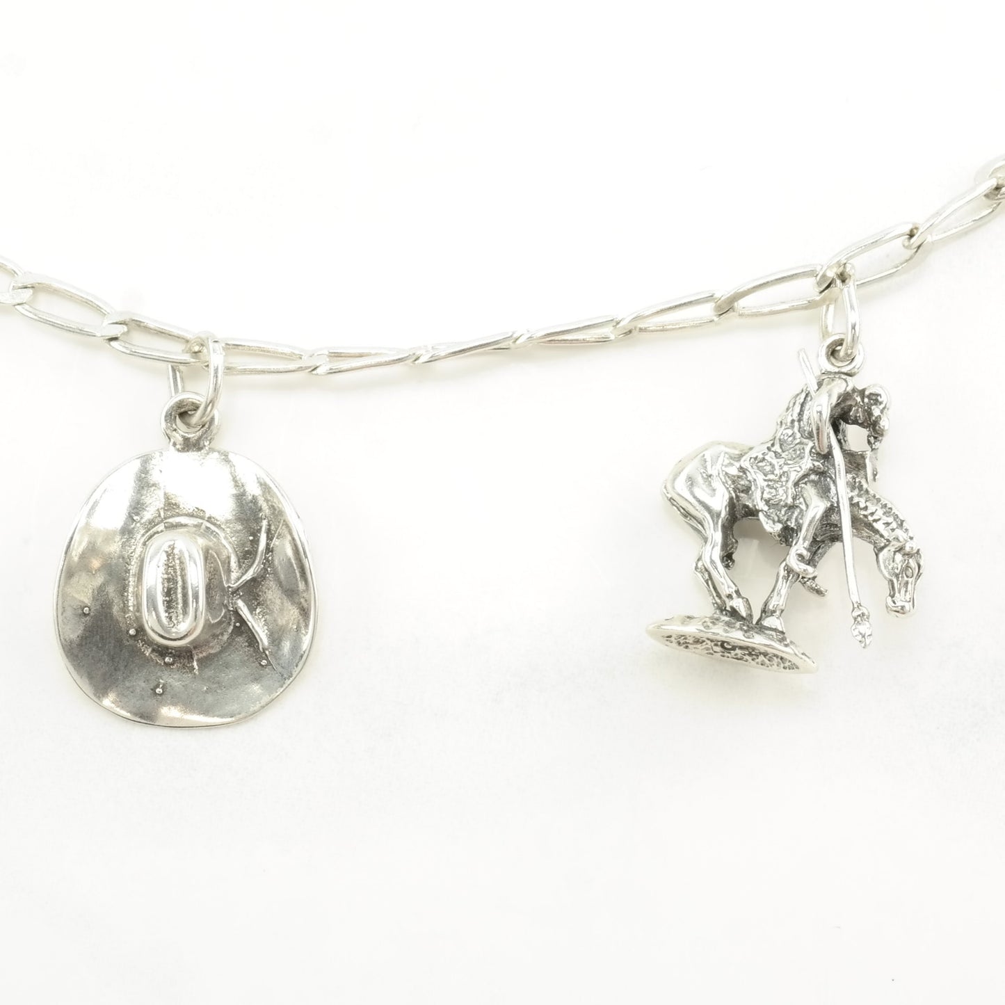 Vintage Sterling Silver Buffalo Western Charms Necklace