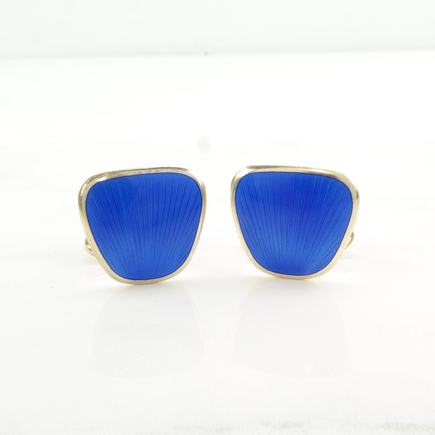 Vintage Norway OPRO Blue Enamel Sterling Silver Cufflinks