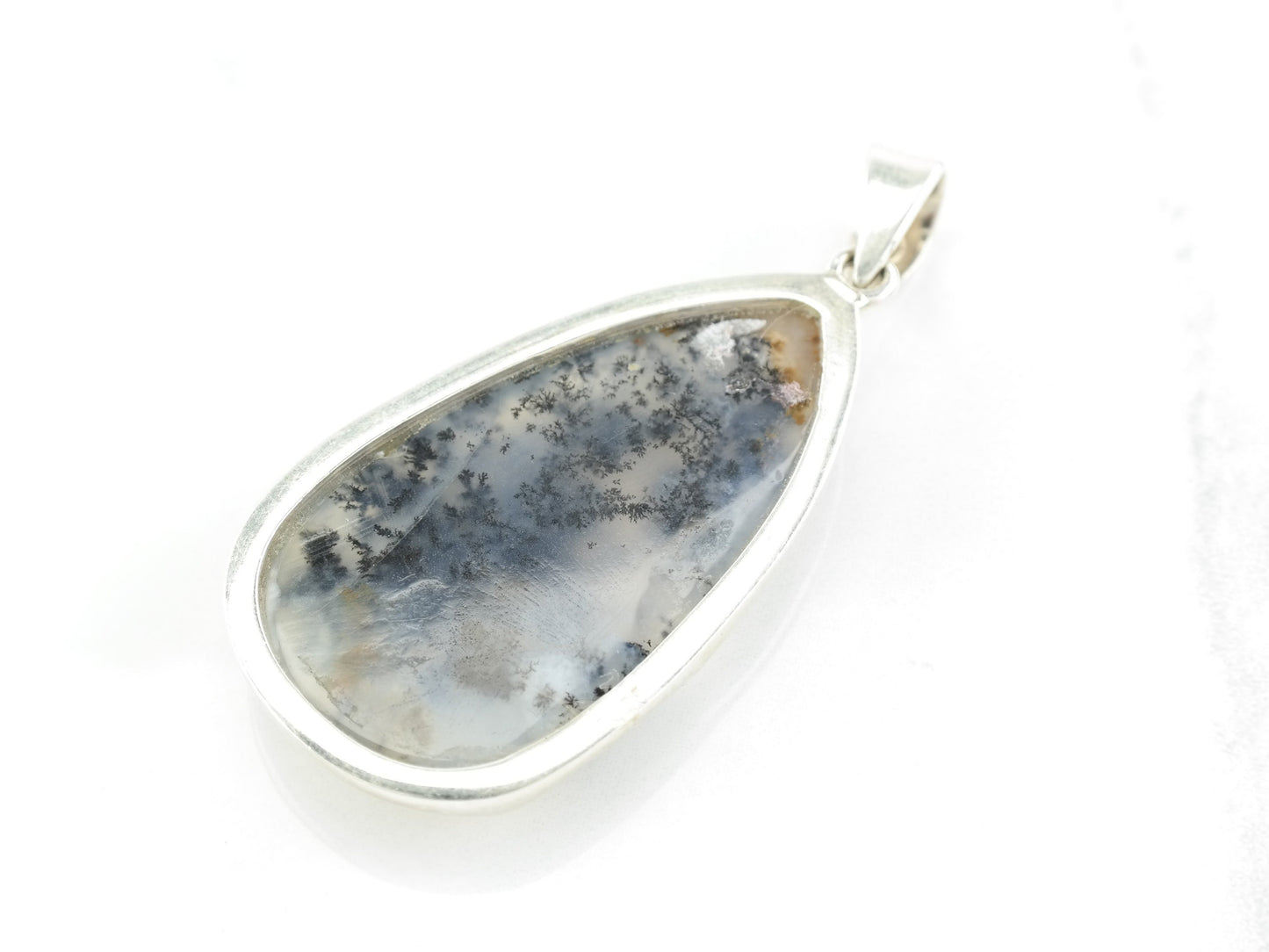 Dendritic Agate Oval Pendant Sterling Silver