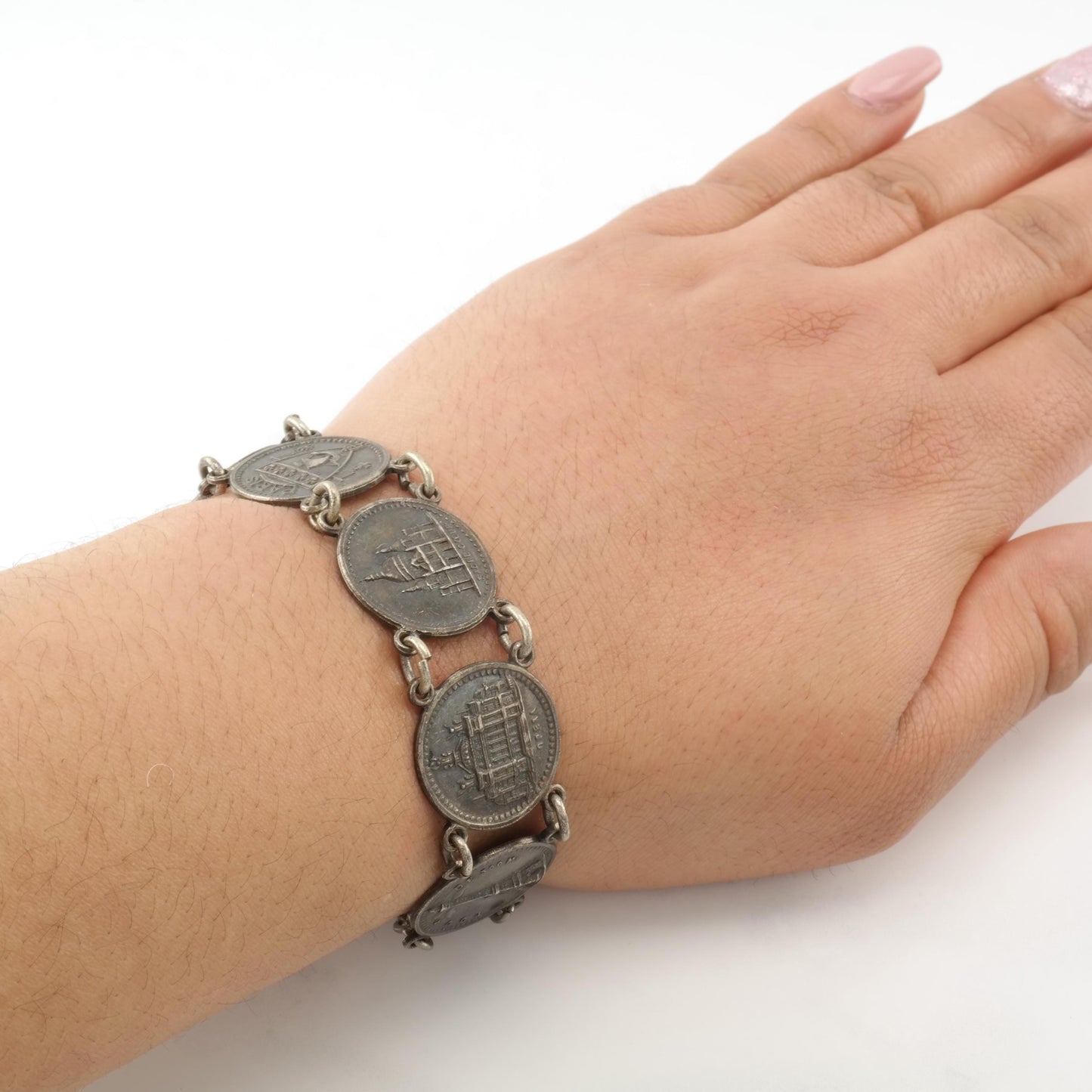 Metal Paris Tourist Link Bracelet French Silverplate