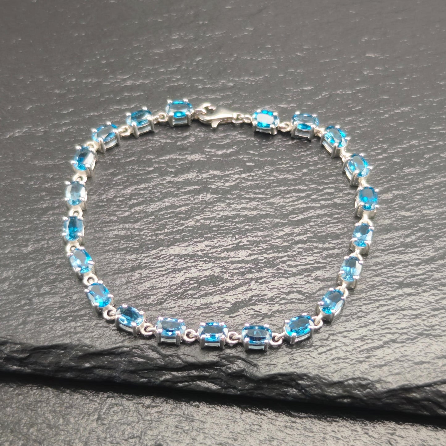Vintage London Topaz Line Bracelet Sterling Silver