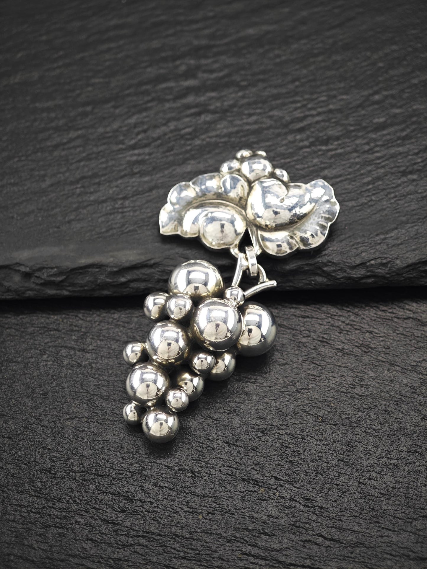 Georg Jensen 217B, Moonlight Grapes Brooch Sterling Silver