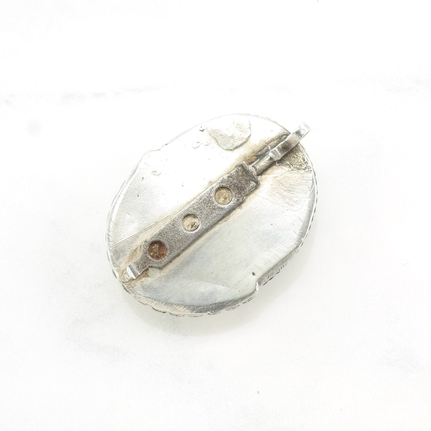 Vintage Native American Turquoise, Spiderweb Rope Sterling Silver Pendant