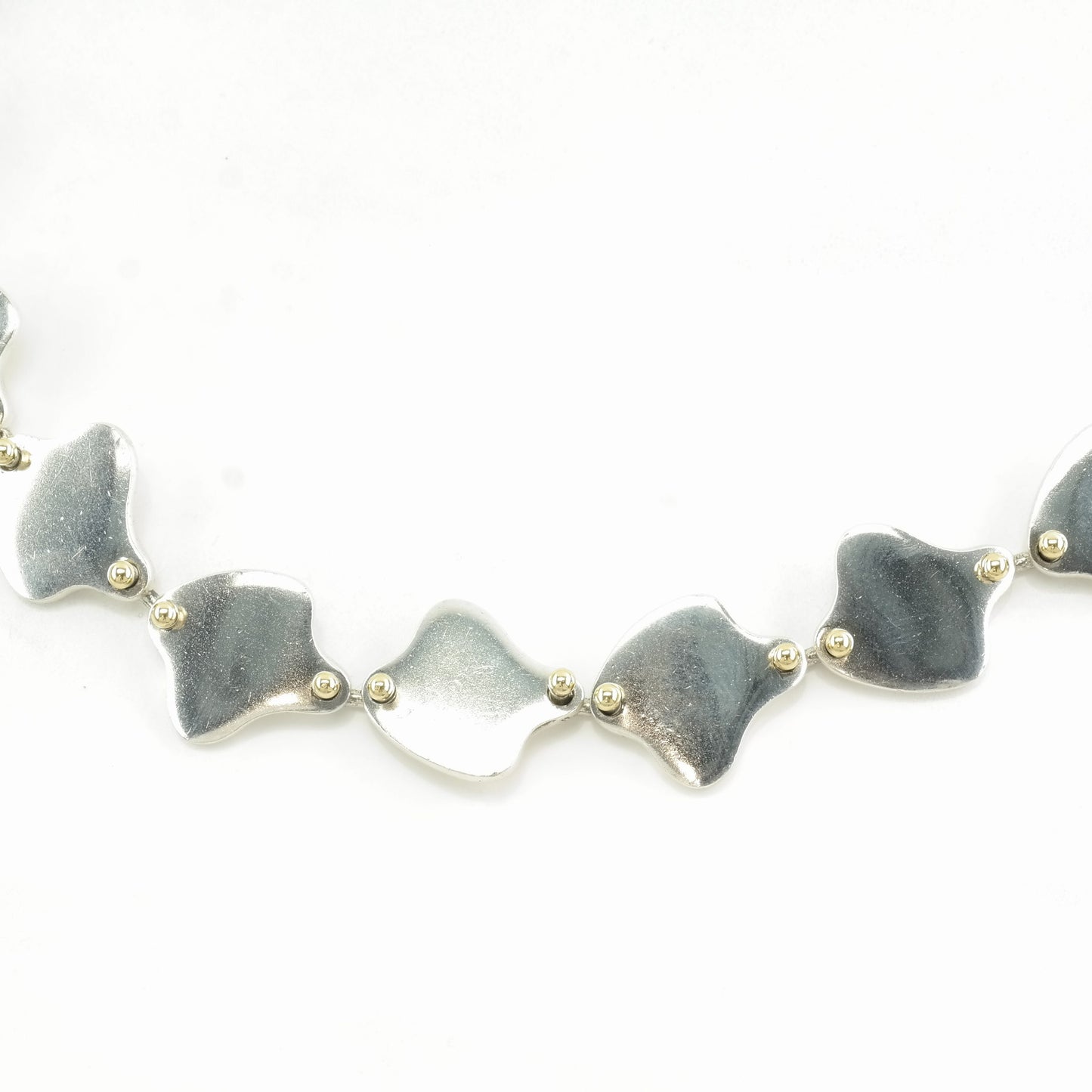 Vintage Movado Sterling Silver Modernist Gold Accent Necklace