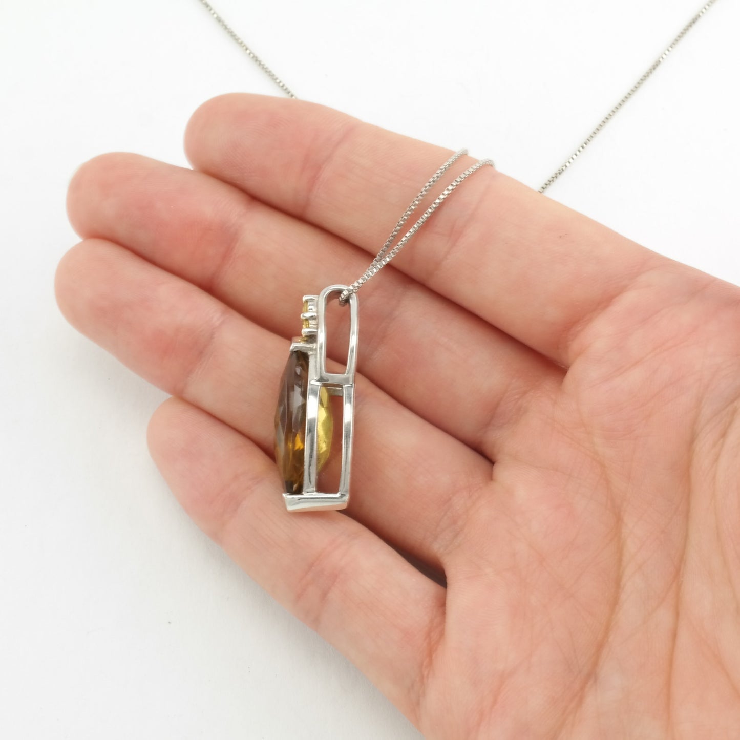 Vintage Sterling Silver Yellow Citrine, Yellow Topaz Necklace