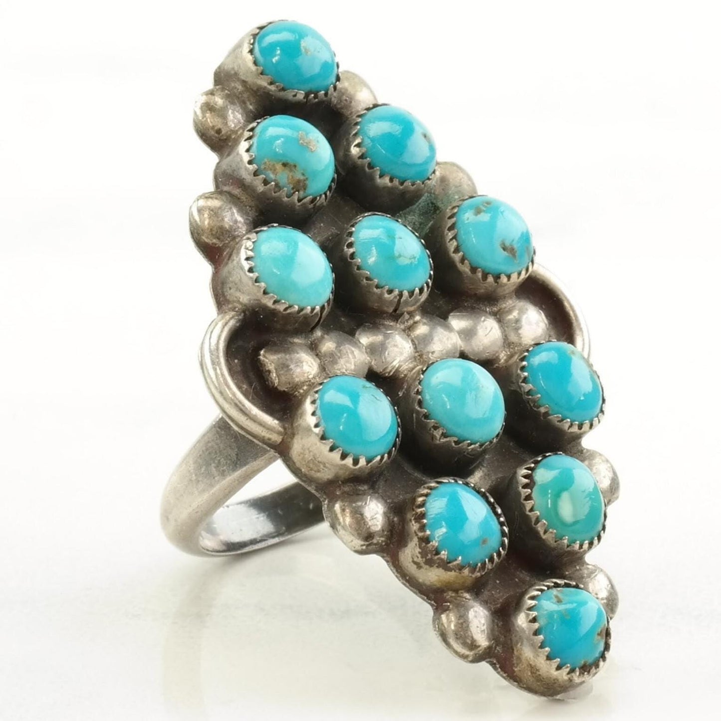 Vintage Native American Silver Ring Turquoise Snake Eye Sterling Size 4 1/4