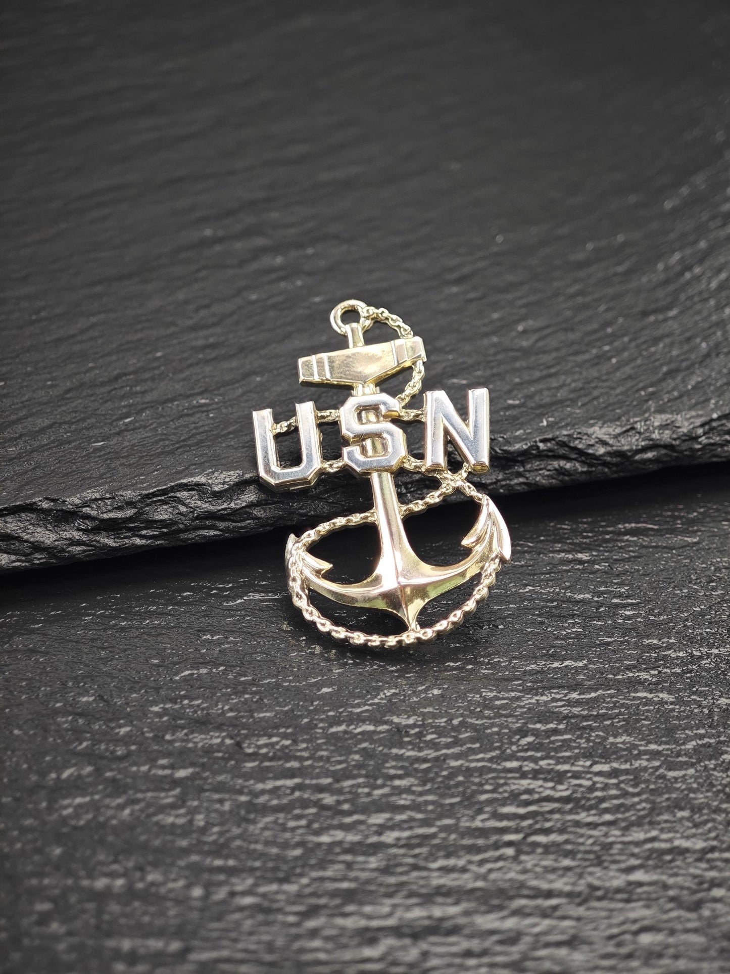 US Navy Gold Anchor Pin Brooch/Pendant Sterling Silver