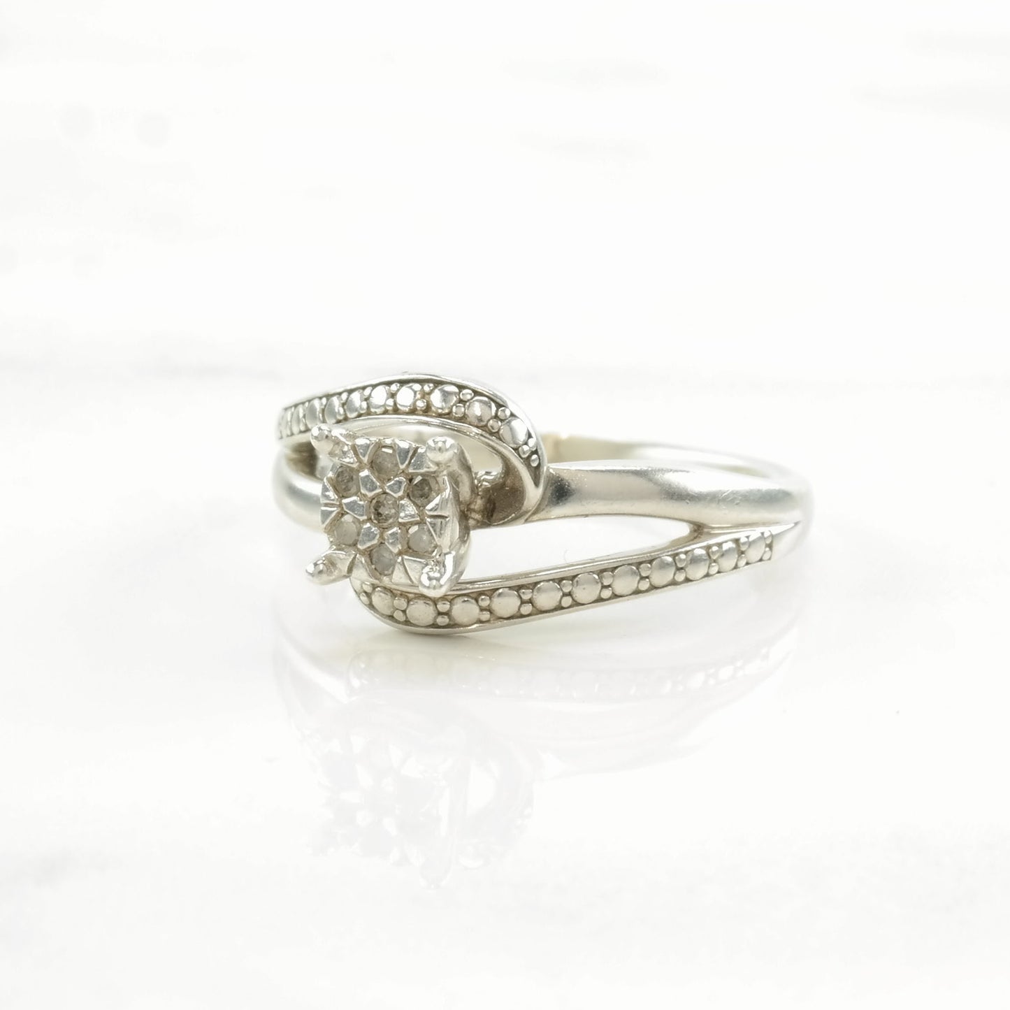 Vintage Sterling Silver Ring Diamond Size 5 1/2