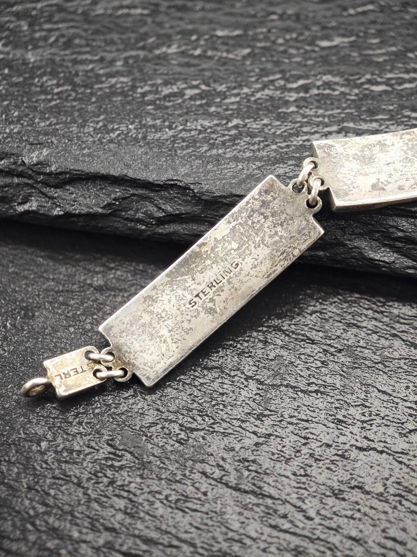 Antique Art Deco Enamel Paste Bracelet Sterling Silver