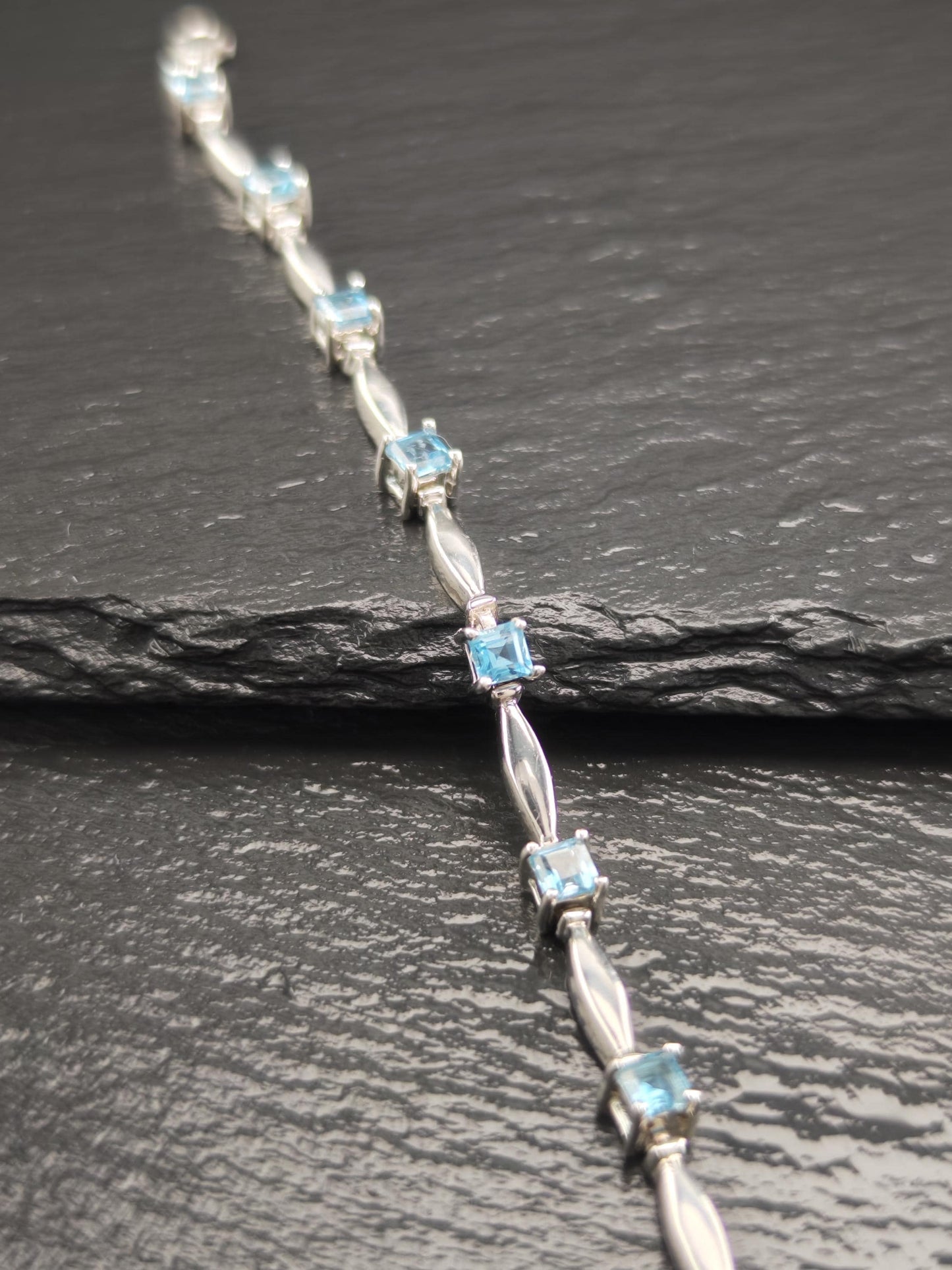 Choice of Blue Topaz Line Bracelet Sterling Silver
