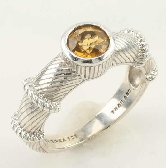 Vintage Judith Ripka Silver Ring Citrine Sterling Orange Size 6 3/4