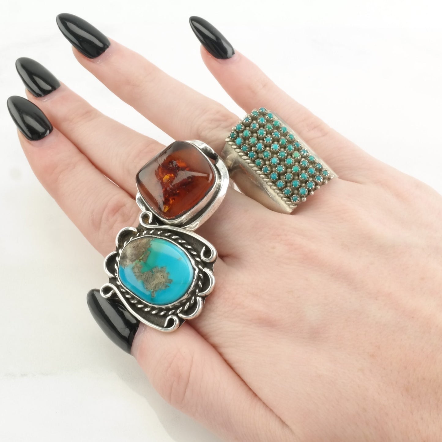 Vintage Sterling Silver Ring Turquoise Blue Size 6 1/4