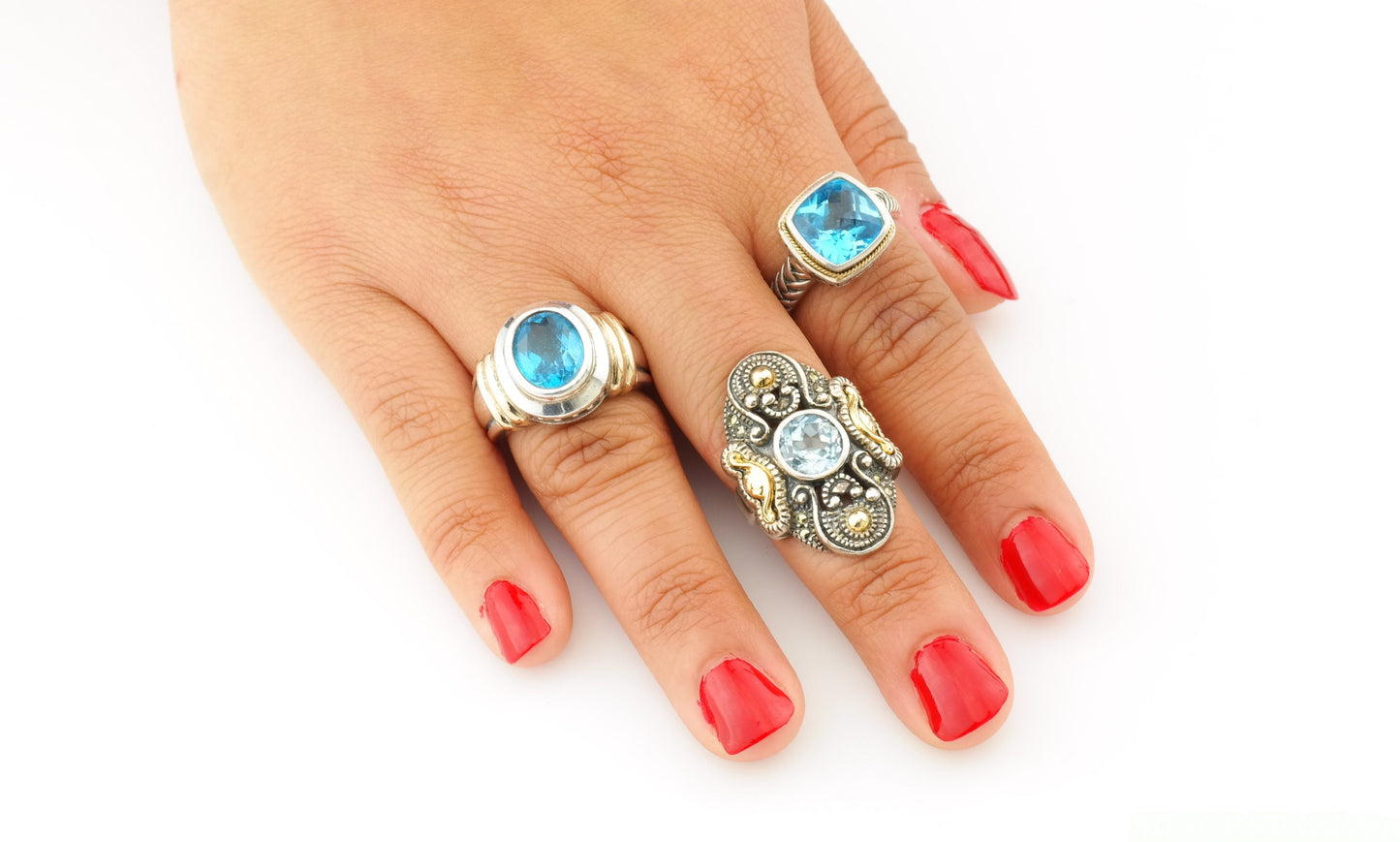 Vintage Designer Sterling Silver Ring Size 6 Blue Topaz